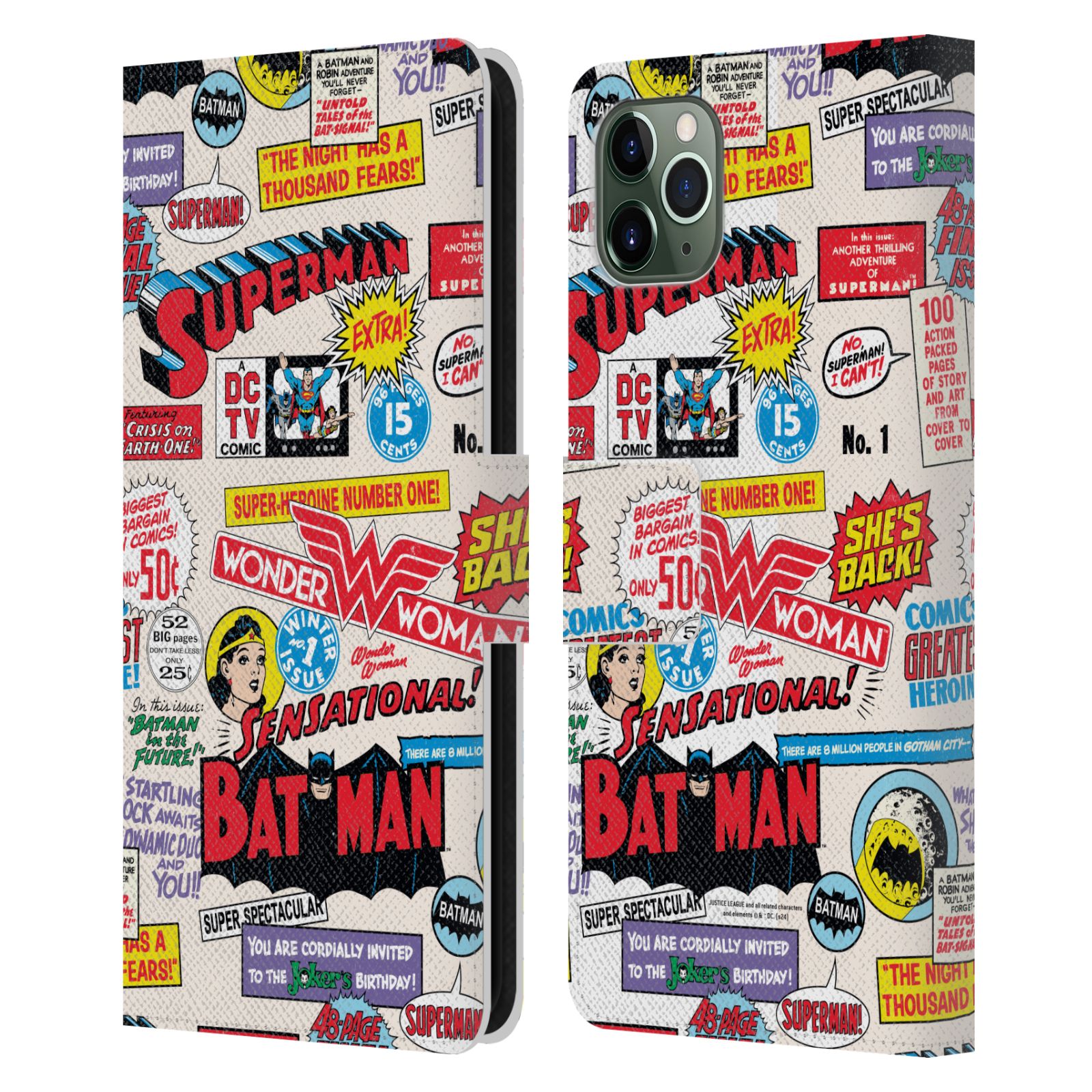 JUSTICE LEAGUE DC COMICS 90TH ANNIVERSARY LEATHER BOOK CASE FOR APPLE iPHONE - Picture 8 of 11