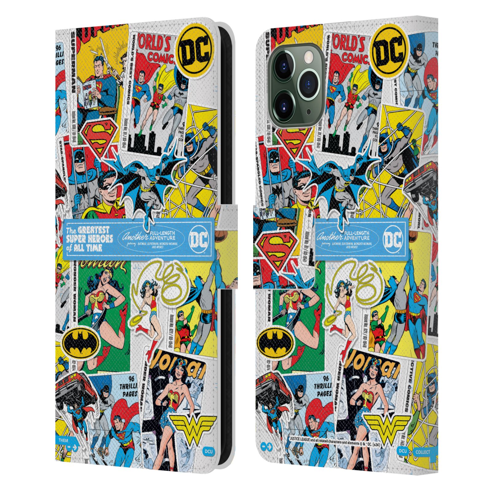 JUSTICE LEAGUE DC COMICS 90TH ANNIVERSARY LEATHER BOOK CASE FOR APPLE iPHONE - Picture 9 of 11