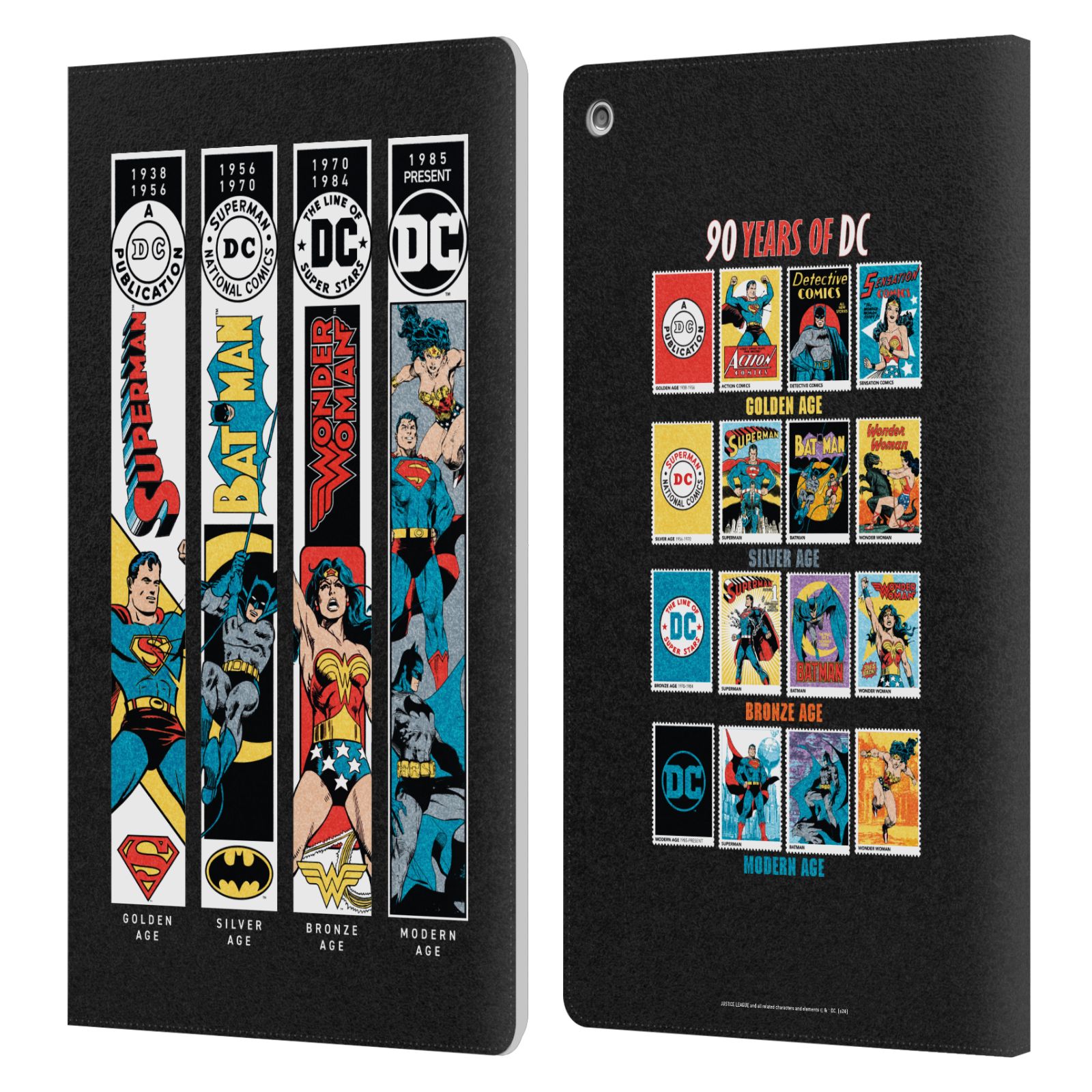 JUSTICE LEAGUE DC COMICS 90TH ANNIVERSARY LEATHER BOOK CASE FOR AMAZON FIRE - Picture 10 of 11