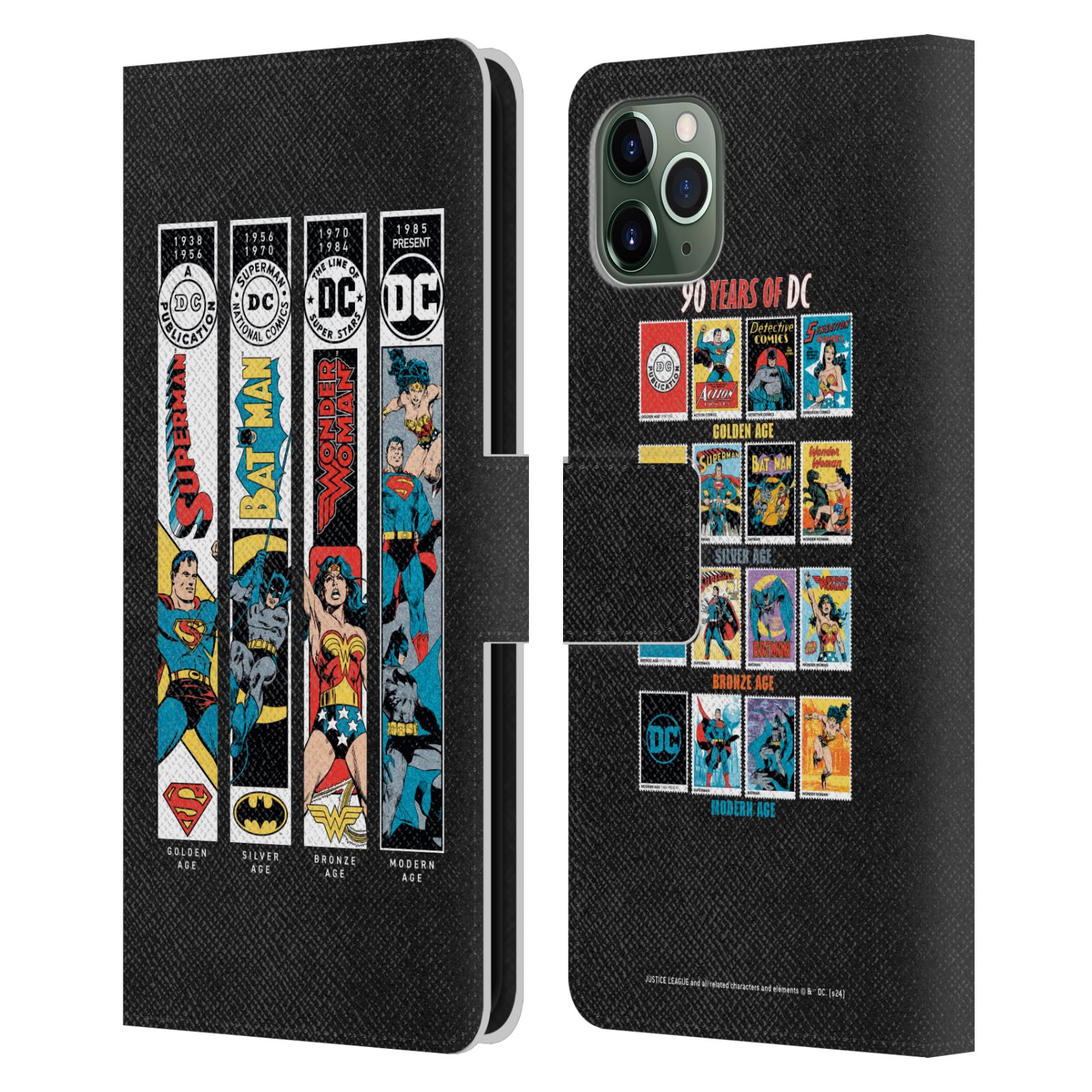 JUSTICE LEAGUE DC COMICS 90TH ANNIVERSARY LEATHER BOOK CASE FOR APPLE iPHONE - Picture 10 of 11