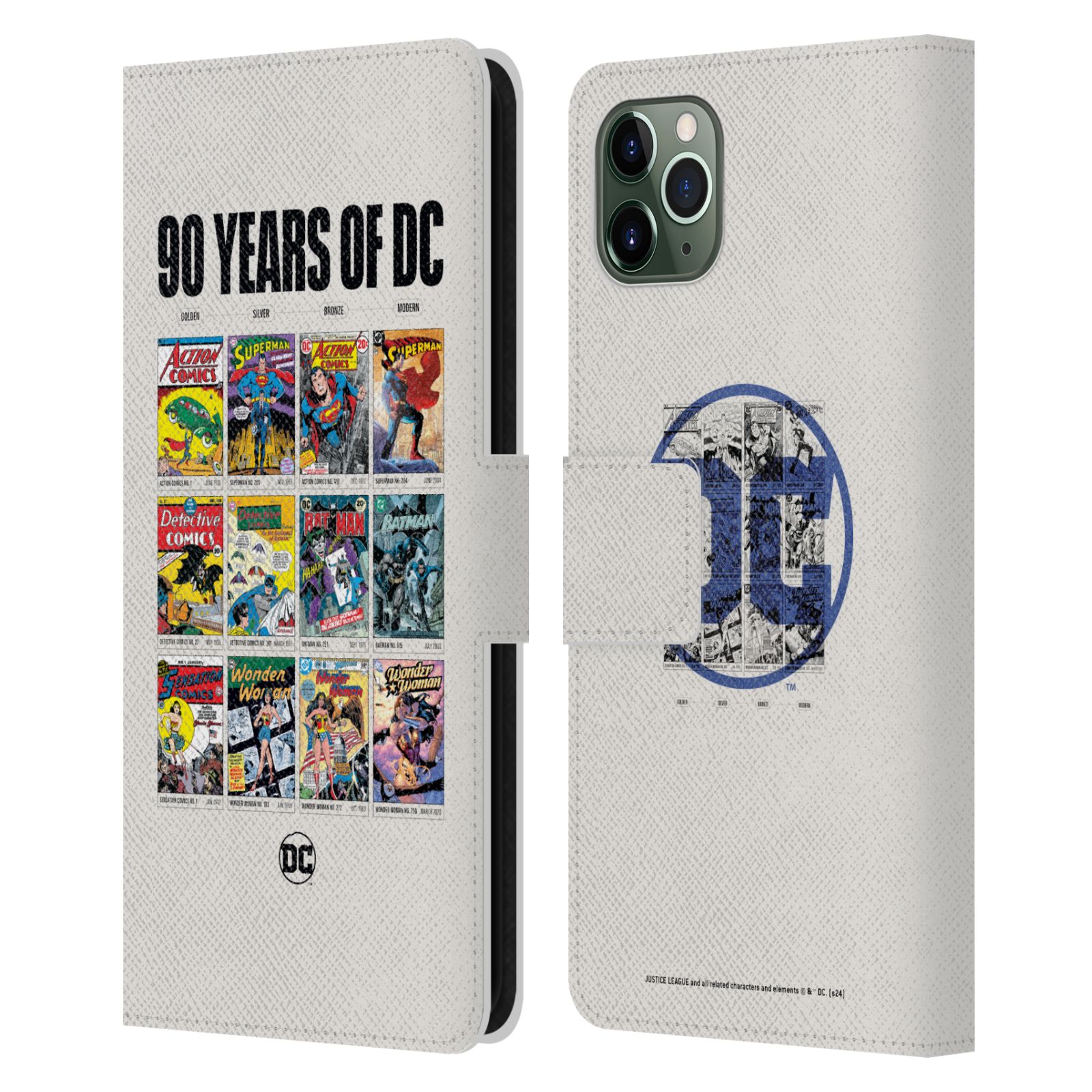 JUSTICE LEAGUE DC COMICS 90TH ANNIVERSARY LEATHER BOOK CASE FOR APPLE iPHONE - Picture 11 of 11