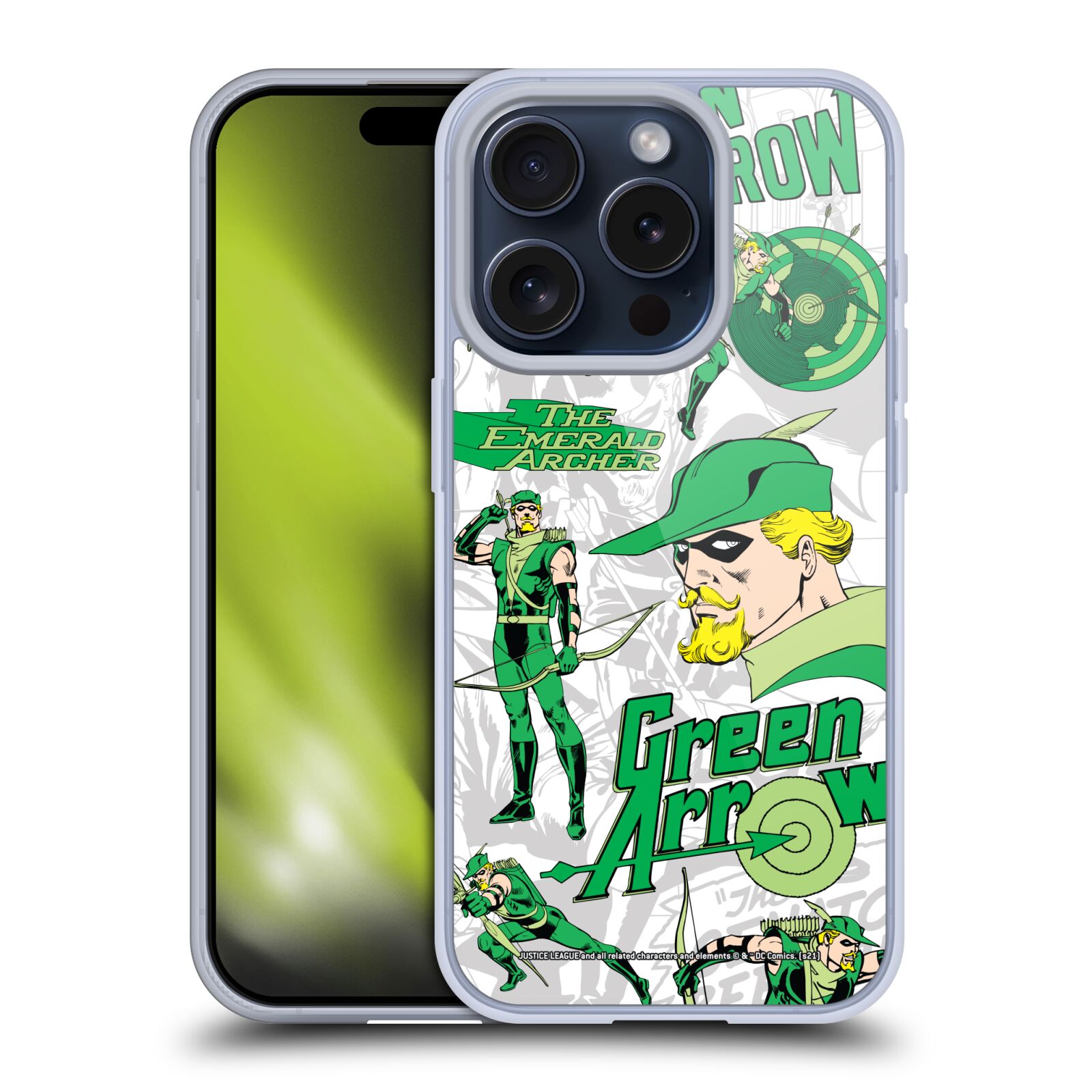 JUSTICE LEAGUE DC COMICS GREEN ARROW COMIC ART GEL CASE FOR APPLE iPHONE PHONES - Picture 9 of 11