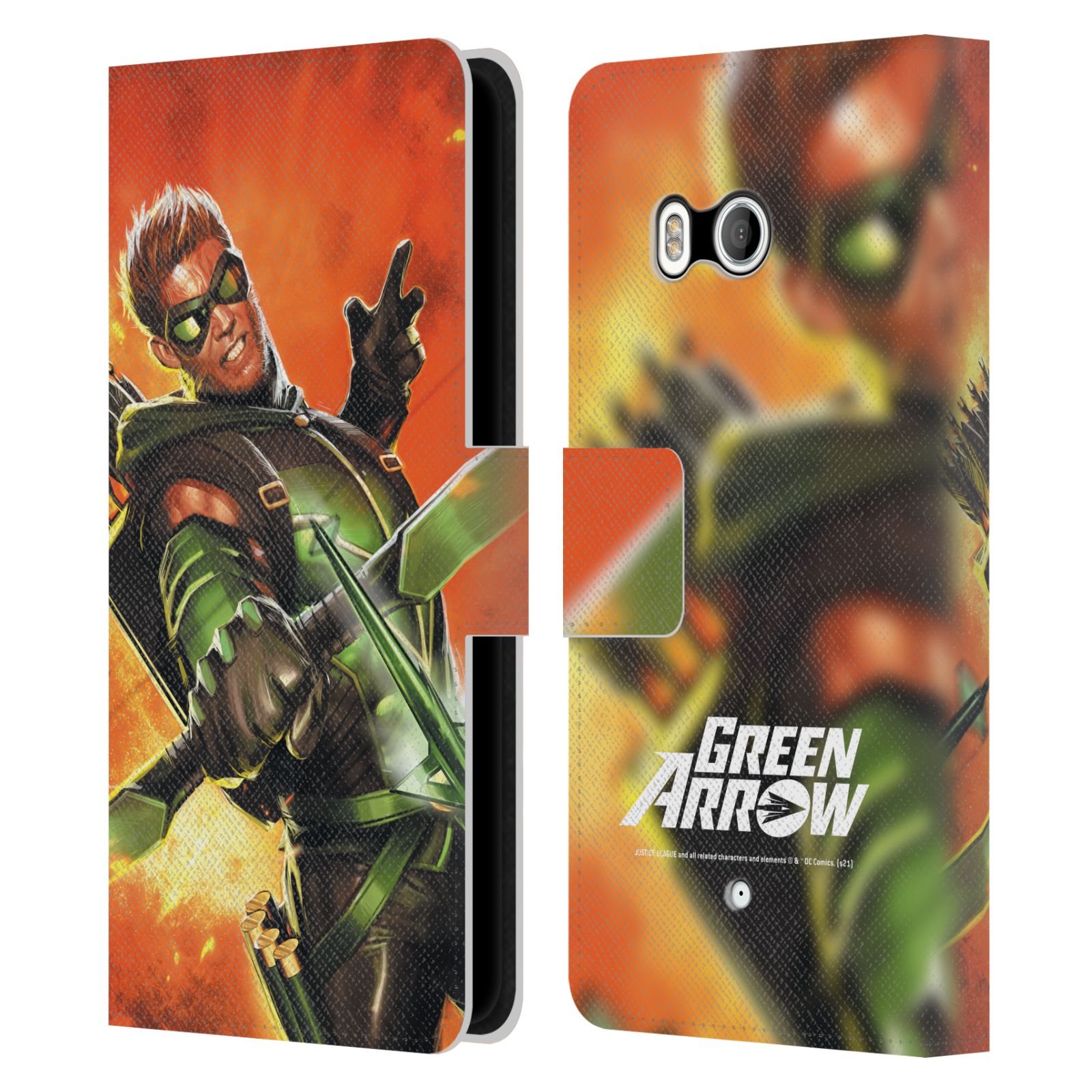 JUSTICE LEAGUE DC COMICS GREEN ARROW COMIC ART LEATHER BOOK CASE HTC PHONES 1 - Picture 7 of 7