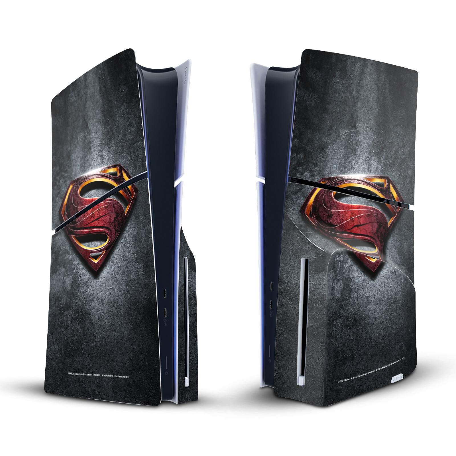 JUSTICE LEAGUE MOVIE LOGO CHARACTER ART SKIN SONY PS5 SLIM DISC EDITION CONSOLE