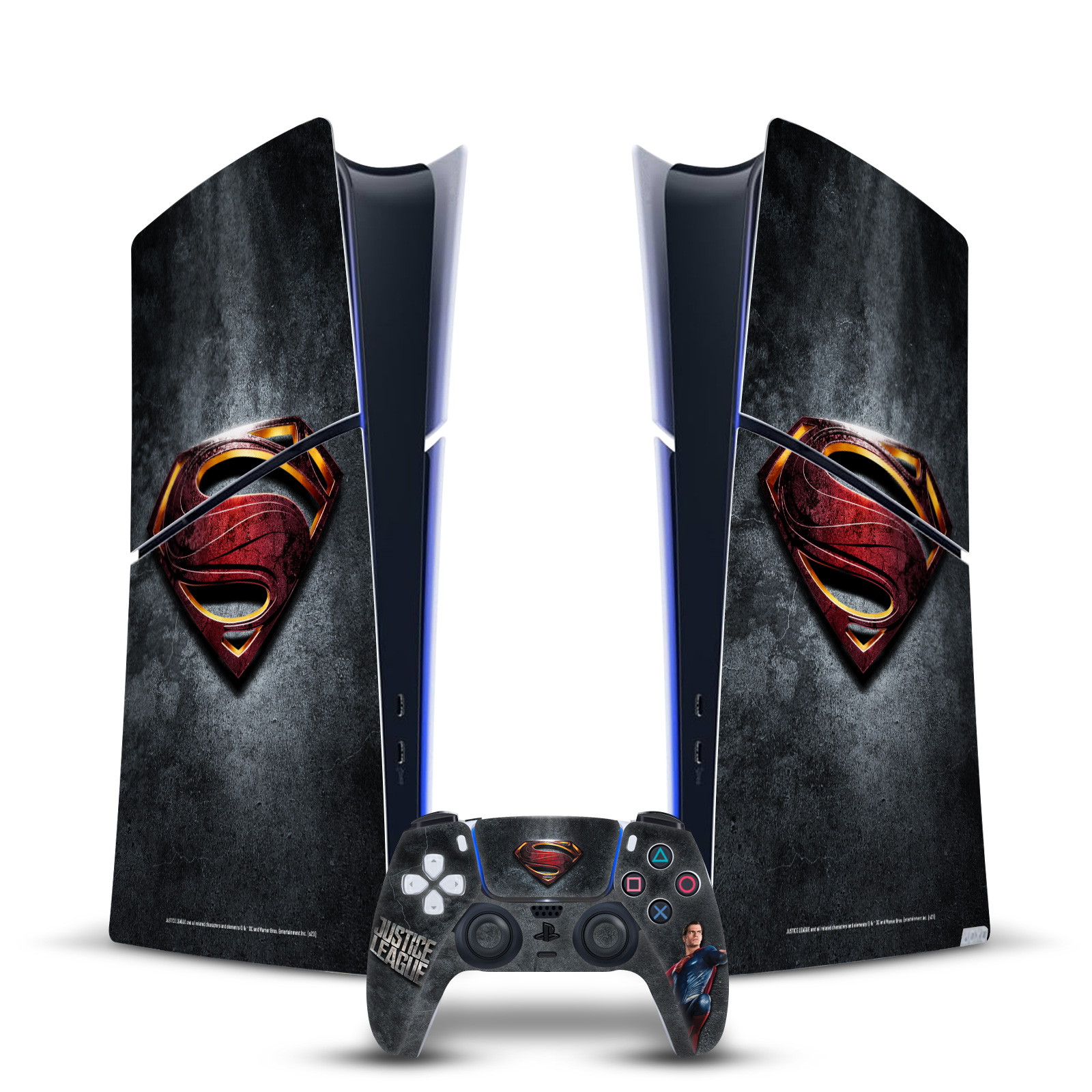 JUSTICE LEAGUE MOVIE LOGO ART SKIN PS5 SLIM DIGITAL EDITION CONSOLE & CONTROLLER