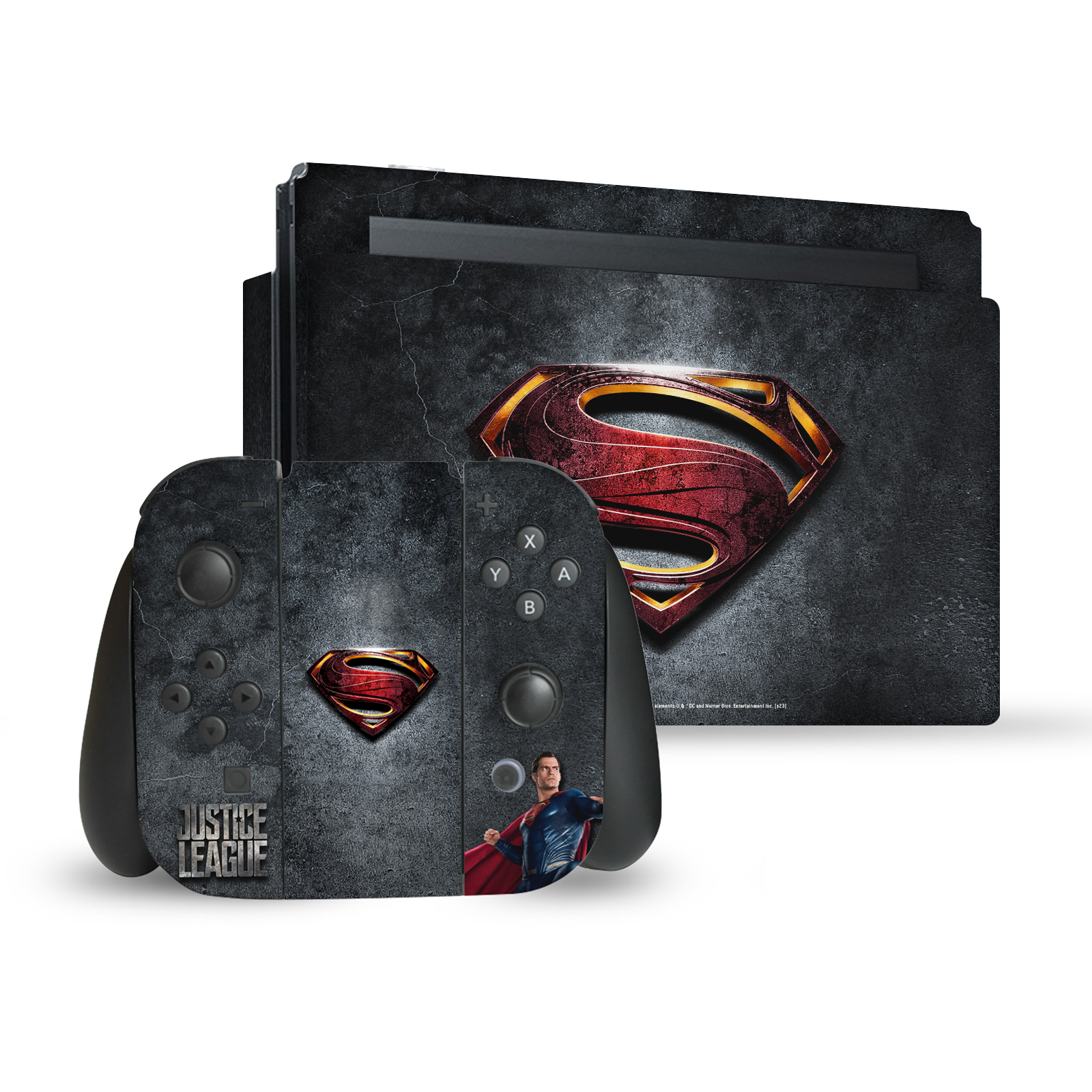 JUSTICE LEAGUE MOVIE LOGO AND CHARACTER ART VINYL SKIN NINTENDO SWITCH BUNDLE