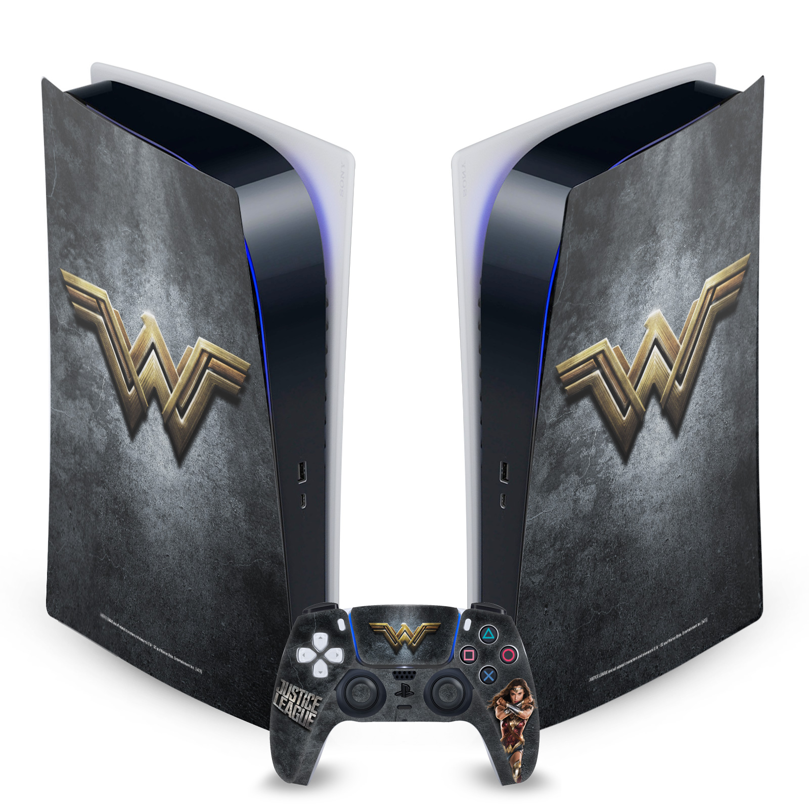 JUSTICE LEAGUE MOVIE LOGO AND CHARACTER ART SKIN SONY PS5 DIGITAL EDITION BUNDLE