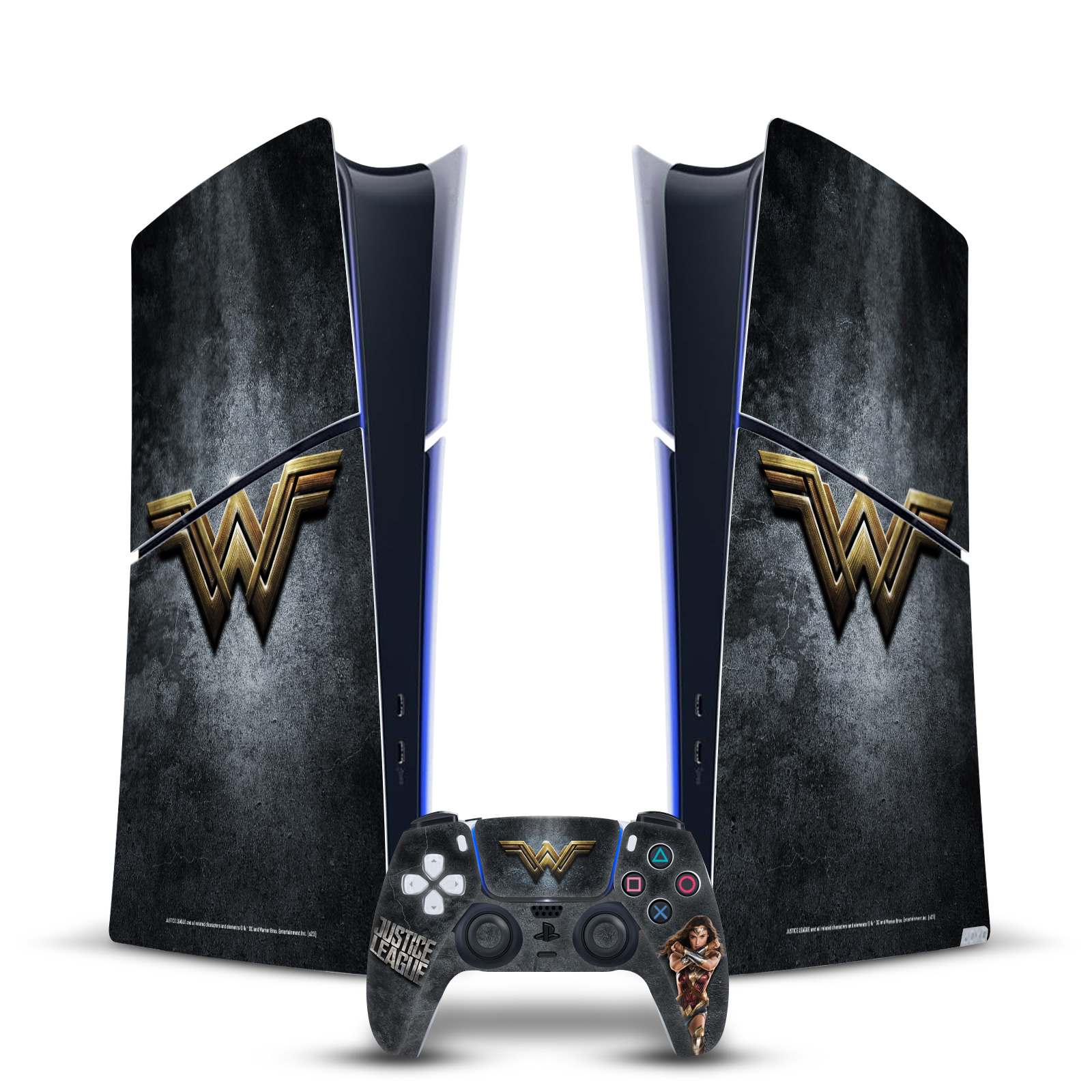 JUSTICE LEAGUE MOVIE LOGO ART SKIN PS5 SLIM DIGITAL EDITION CONSOLE & CONTROLLER