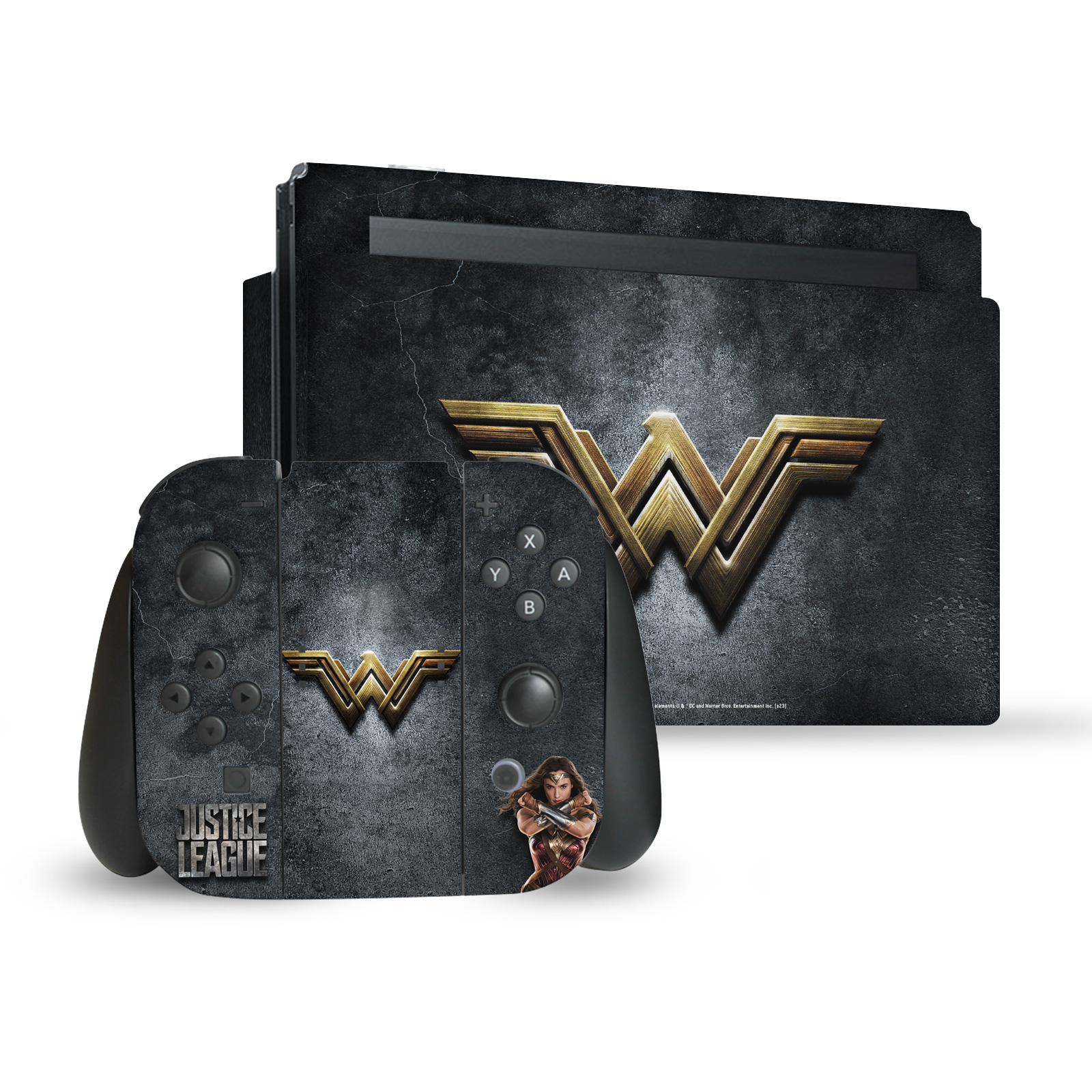 JUSTICE LEAGUE MOVIE LOGO AND CHARACTER ART VINYL SKIN NINTENDO SWITCH BUNDLE