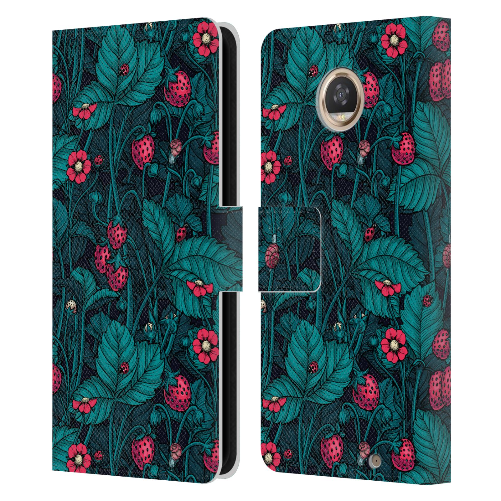 KATERINA KIRILOVA FRUITS & FOLIAGE PATTERNS LEATHER BOOK CASE MOTOROLA PHONES - Picture 16 of 16