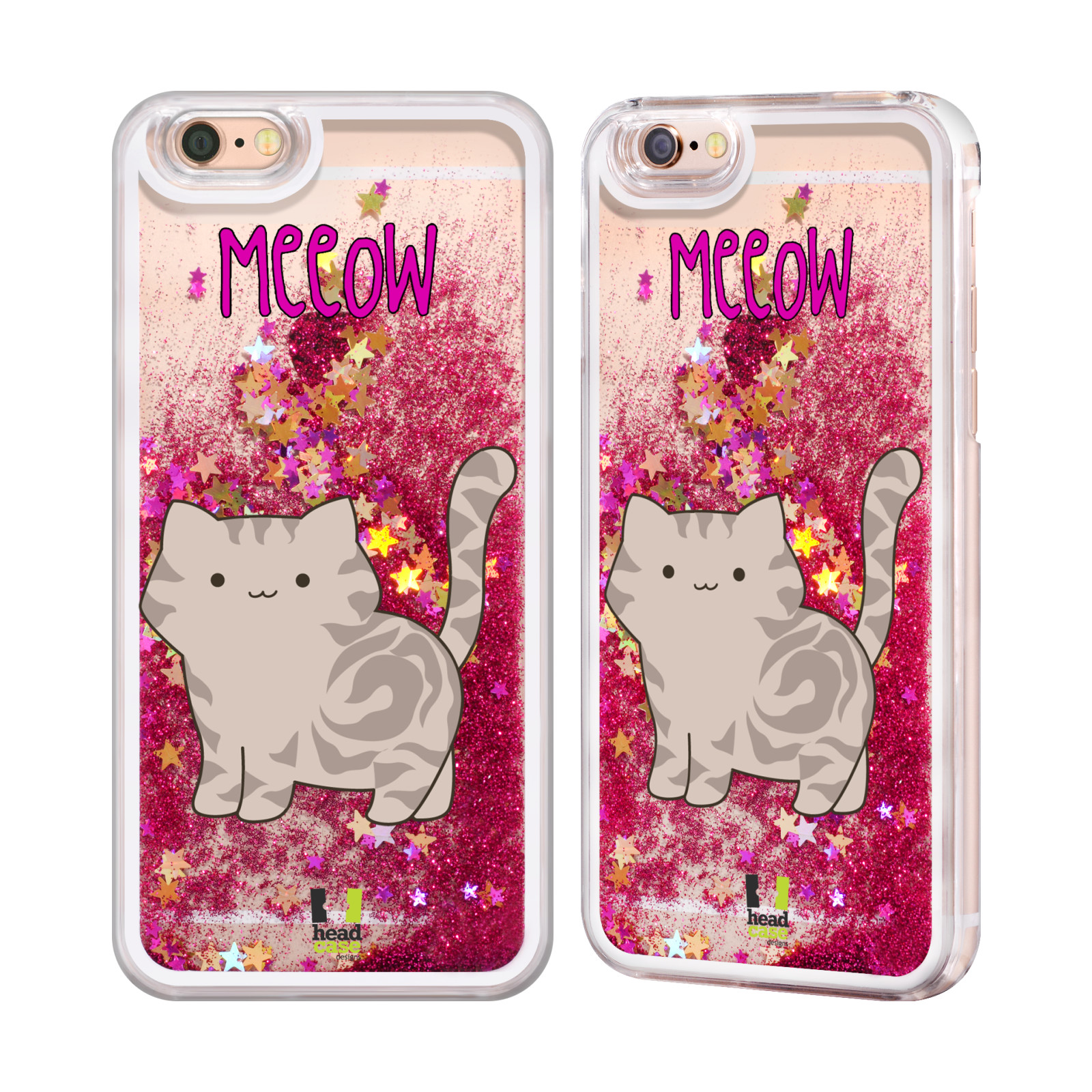 HEAD CASE KITTY CATS HOT PINK GLITTER CASE FOR APPLE iPHONE SAMSUNG PHONES