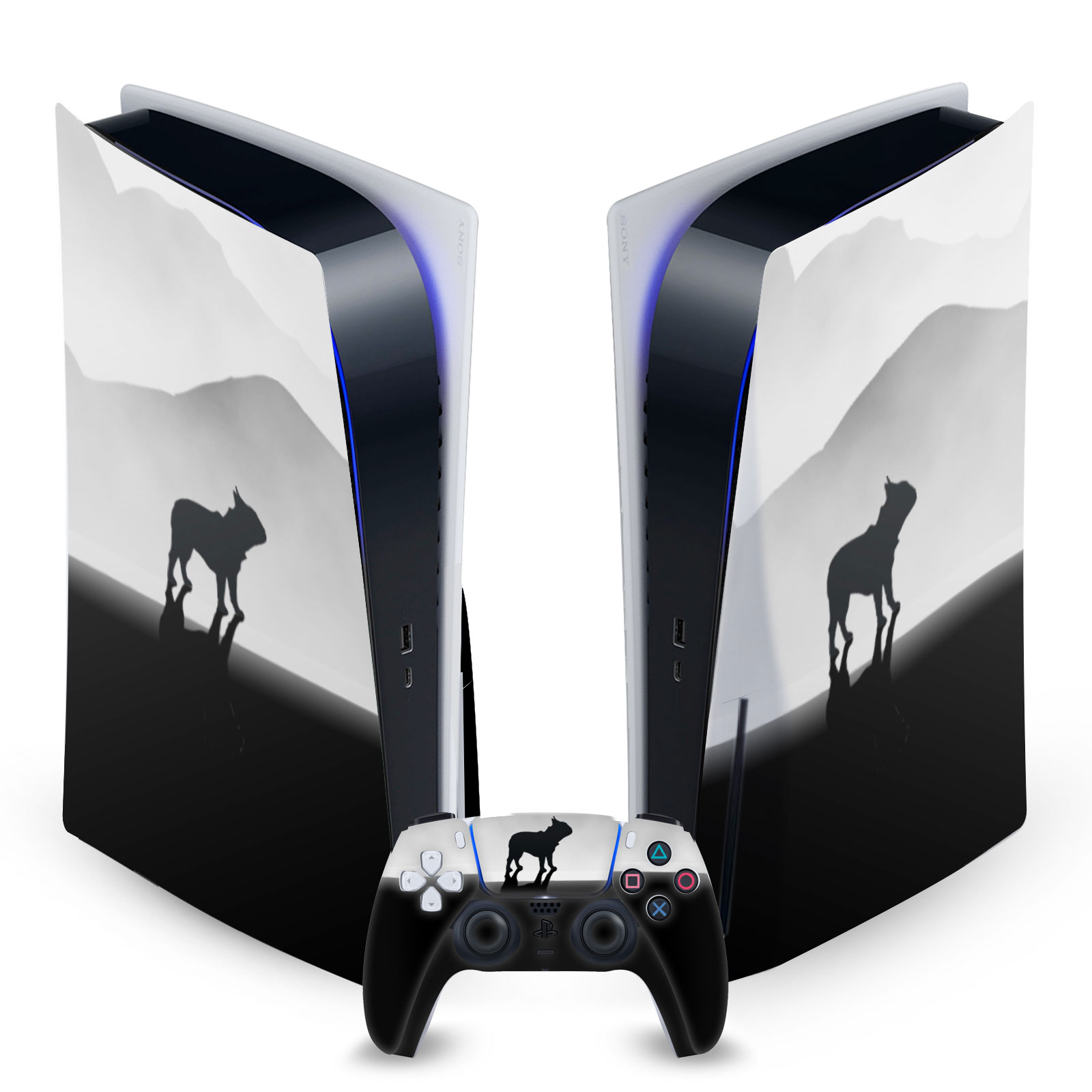 KLAUDIA SENATOR FRENCH BULLDOG VINYL SKIN DECAL FOR SONY PS5 DISC EDITION BUNDLE