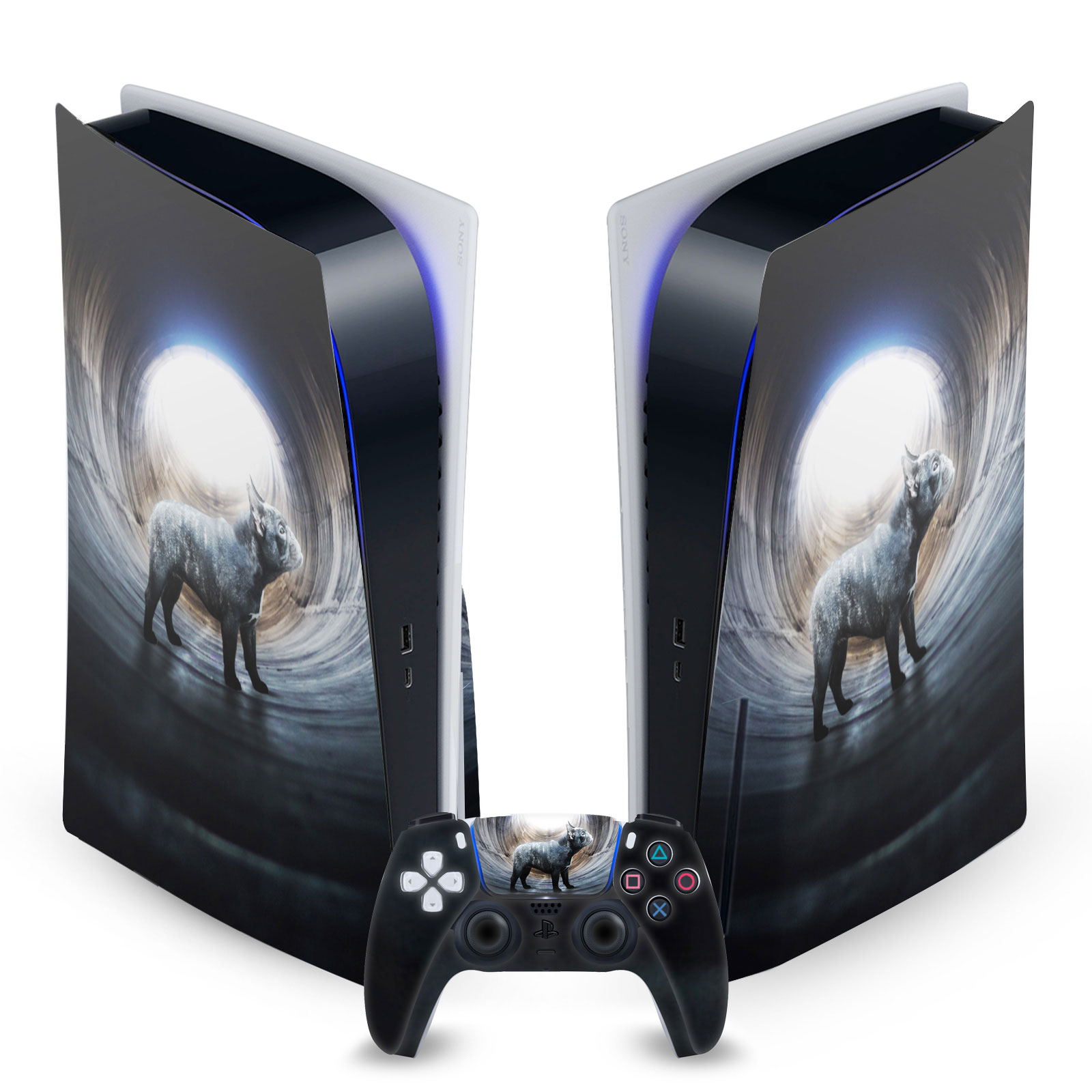 KLAUDIA SENATOR FRENCH BULLDOG VINYL SKIN DECAL FOR SONY PS5 DISC EDITION BUNDLE