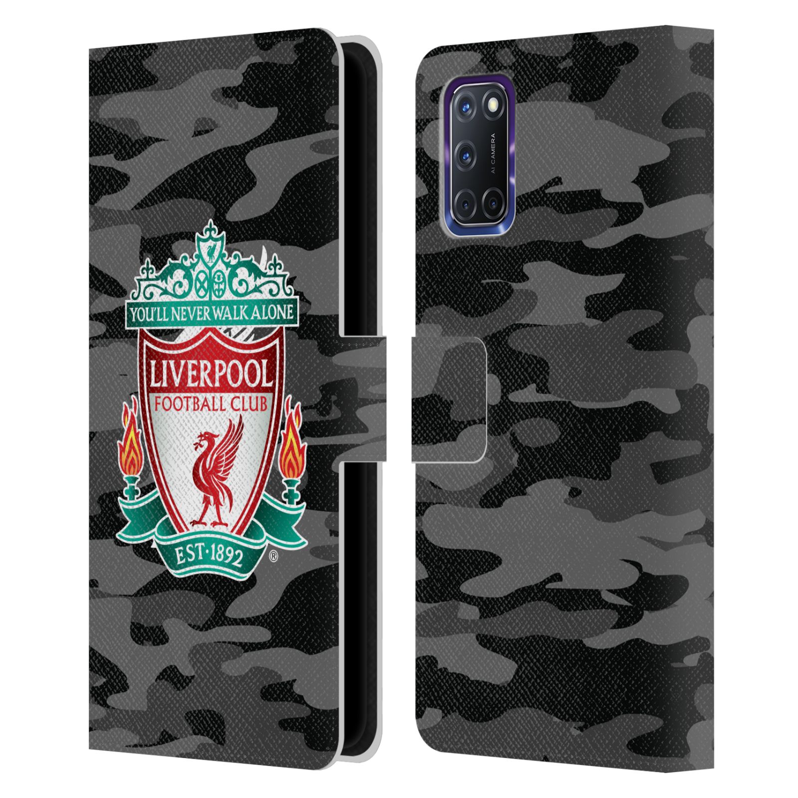 OFFICIAL LIVERPOOL FOOTBALL CLUB CAMOU PU LEATHER BOOK CASE FOR OPPO PHONES
