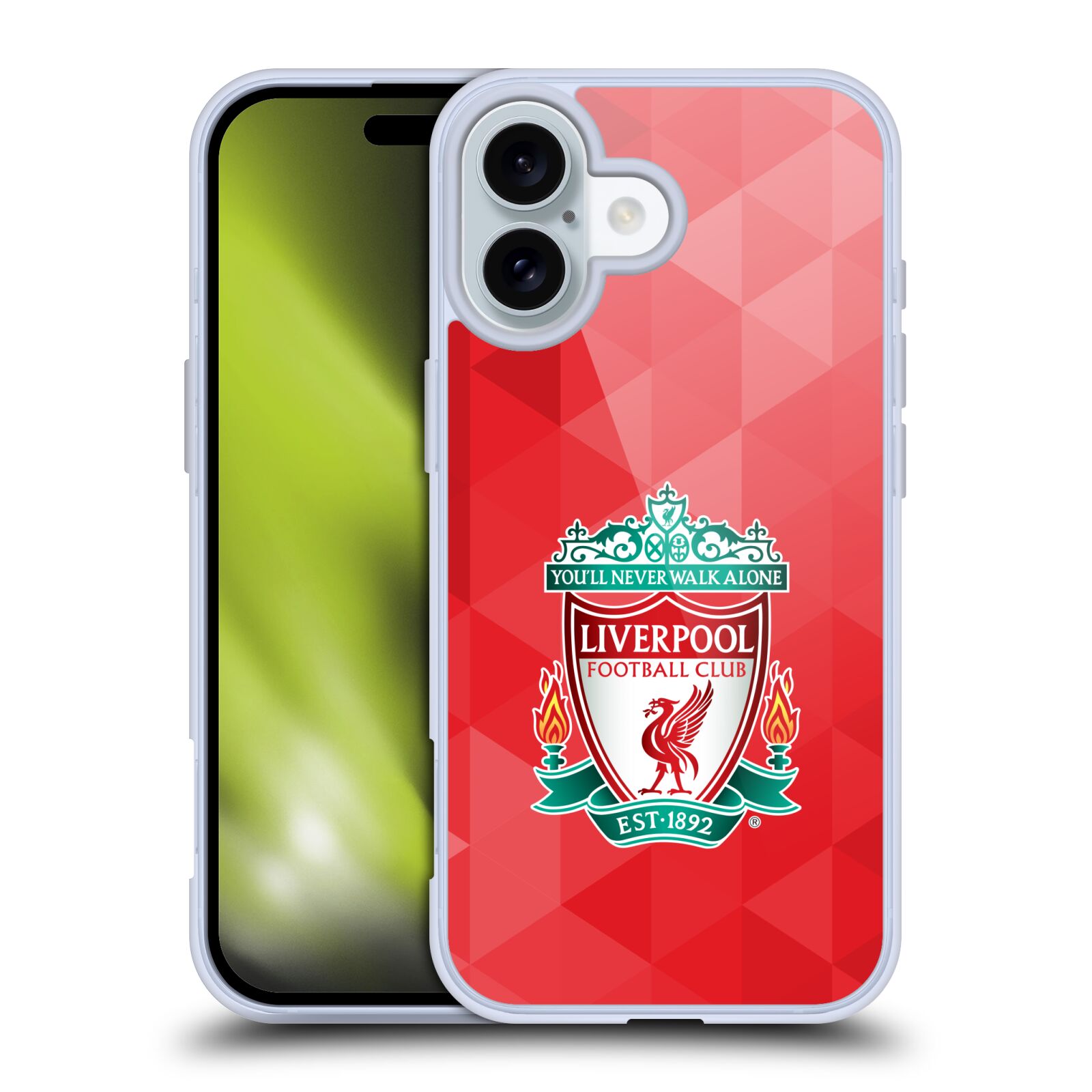 Silikonové lesklé pouzdro Apple iPhone 16 - Head Case - ZNAK LIVERPOOL FC OFFICIAL GEOMETRIC RED (Lesklý silikonový kryt, obal, pouzdro na mobilní telefon Apple iPhone 16 s motivem ZNAK LIVERPOOL FC OFFICIAL GEOMETRIC RED)