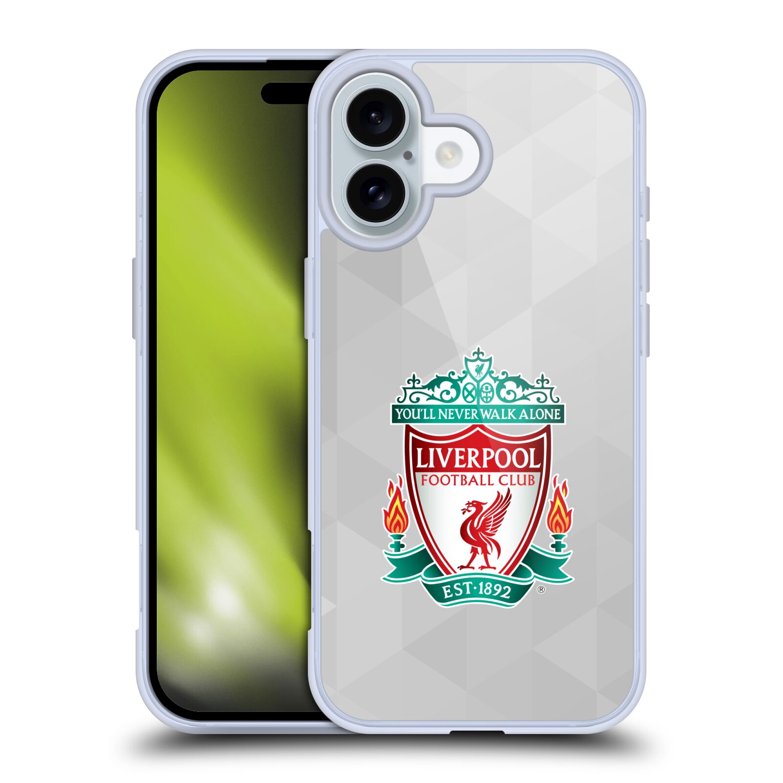 Silikonové lesklé pouzdro Apple iPhone 16 - Head Case - ZNAK LIVERPOOL FC OFFICIAL GEOMETRIC WHITE (Lesklý silikonový kryt, obal, pouzdro na mobilní telefon Apple iPhone 16 s motivem ZNAK LIVERPOOL FC OFFICIAL GEOMETRIC WHITE)