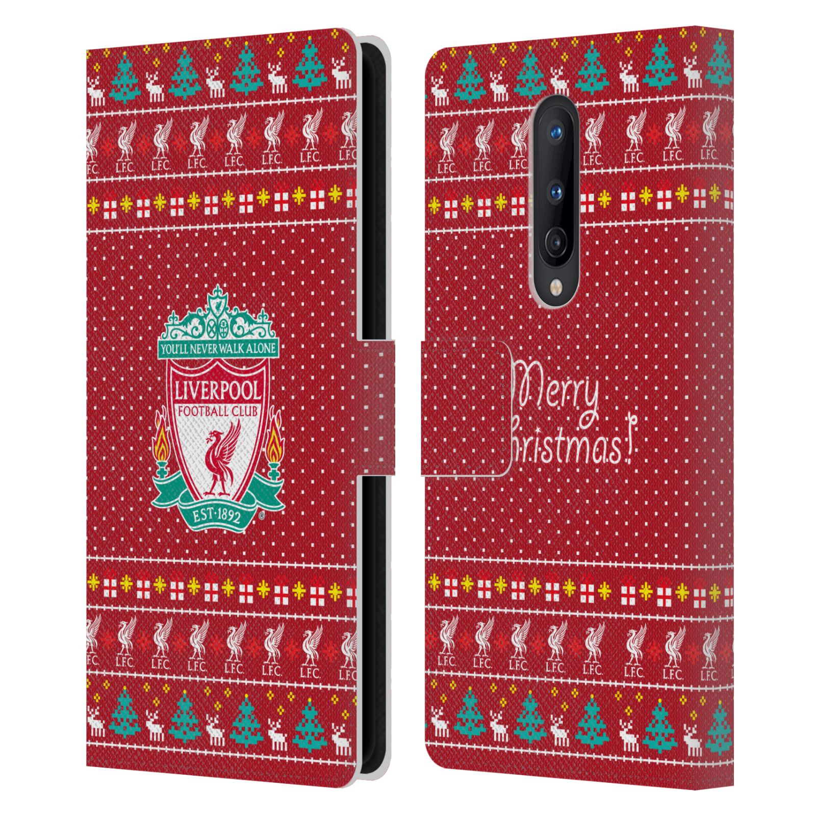 LIVERPOOL FC LFC FESTIVE CHRISTMAS PU LEATHER BOOK CASE FOR ONEPLUS PHONES - Picture 7 of 10