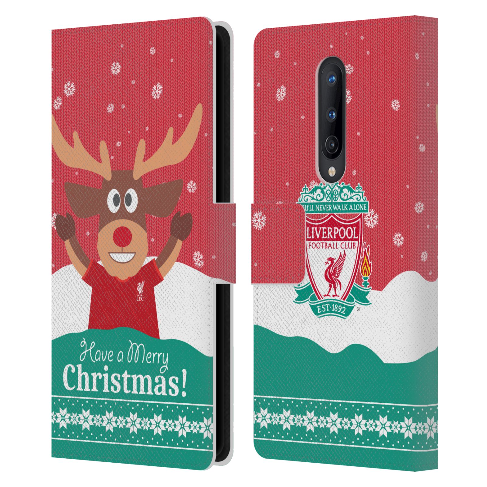 LIVERPOOL FC LFC FESTIVE CHRISTMAS PU LEATHER BOOK CASE FOR ONEPLUS PHONES - Picture 8 of 10