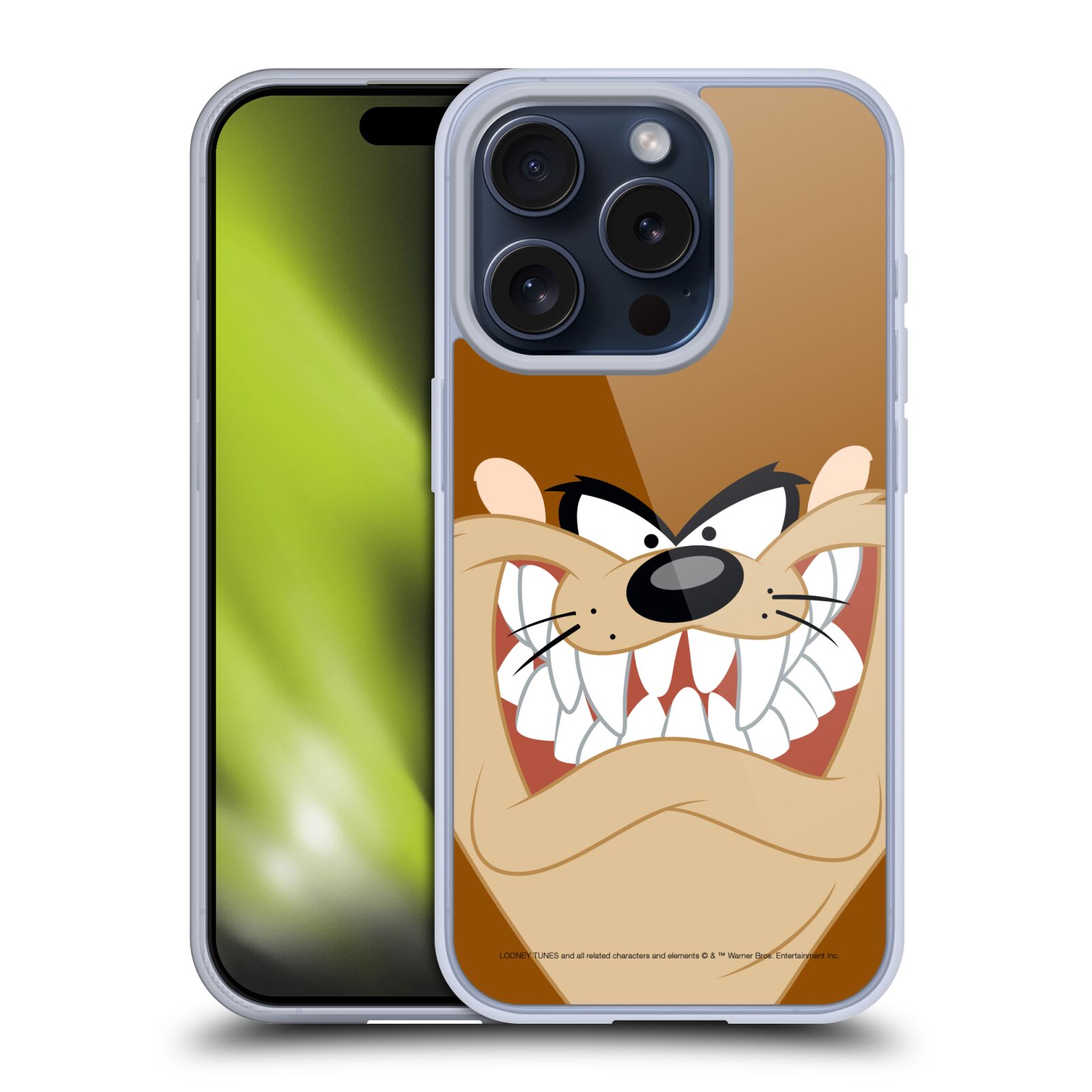 Silikonové lesklé pouzdro na mobil Apple iPhone 15 Pro - Looney Tunes - Tasmanian Devil - Tasmánský Čert (Silikonový lesklý kryt, obal, pouzdro na mobilní telefon Apple iPhone 15 Pro s licencovaným motivem Looney Tunes - Tasmanian Devil - Tasmánský Čert)