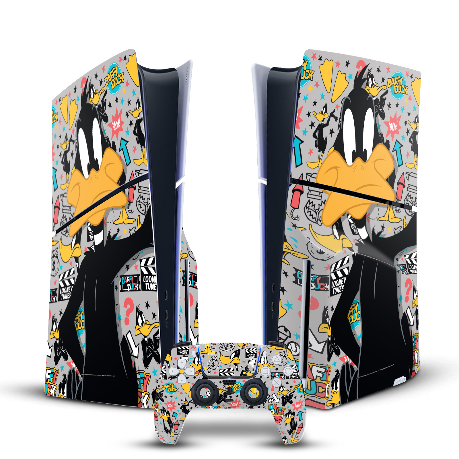 LOONEY TUNES GRAPHICS AND CHARACTERS VINYL SKIN FOR SONY PS5 SLIM DISC BUNDLE