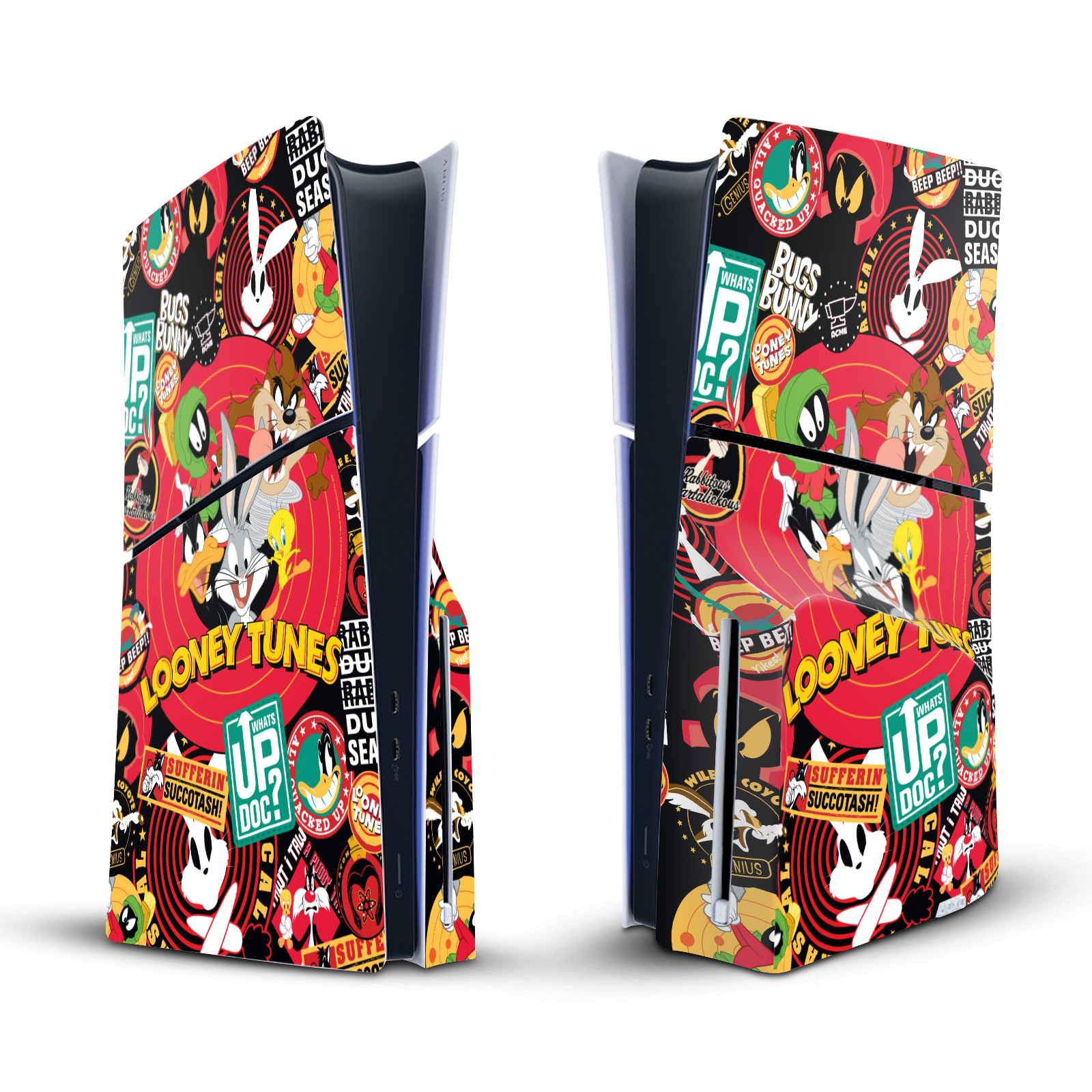 LOONEY TUNES GRAPHICS AND CHARACTERS VINYL SKIN FOR SONY PS5 SLIM DISC CONSOLE