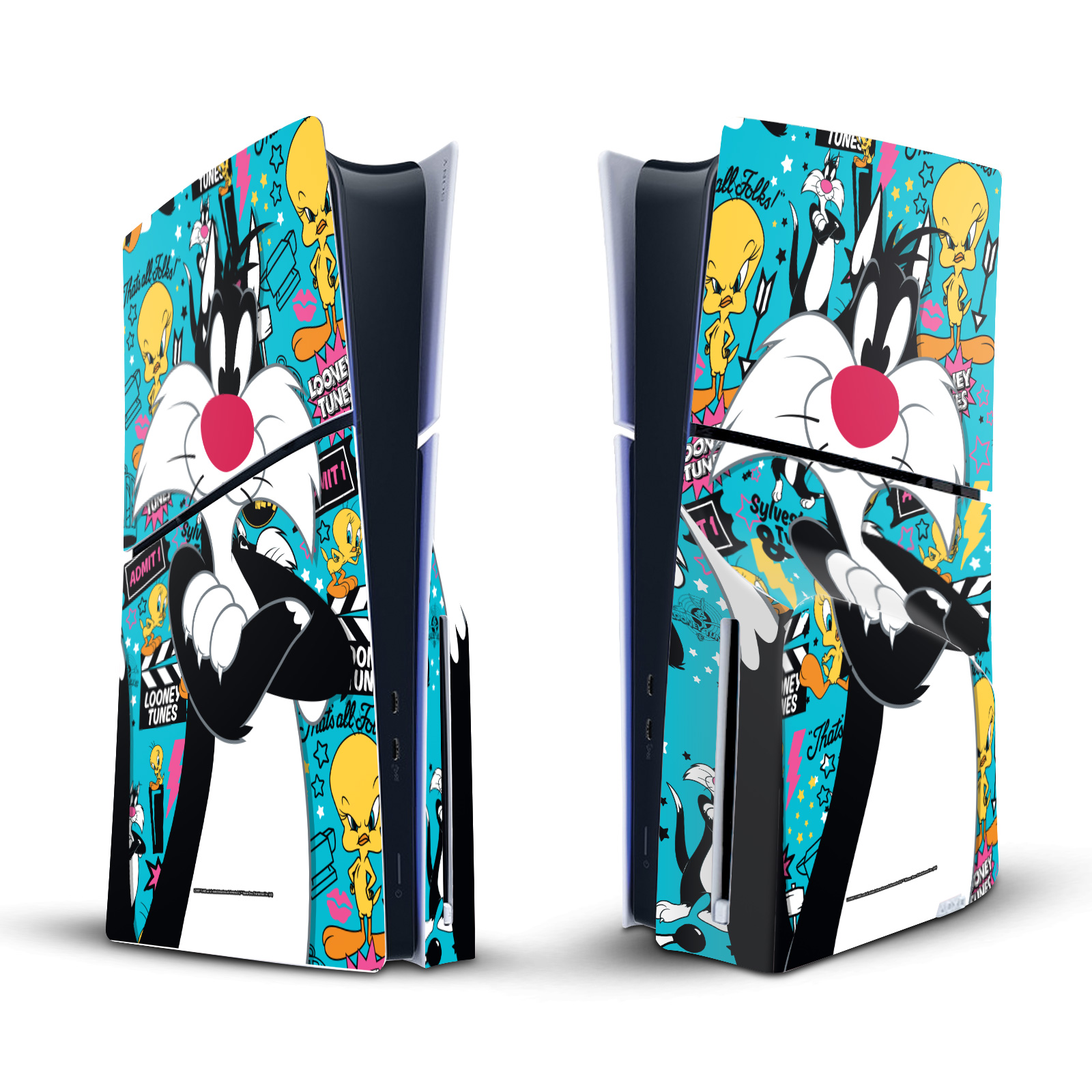 LOONEY TUNES GRAPHICS AND CHARACTERS VINYL SKIN FOR SONY PS5 SLIM DISC CONSOLE