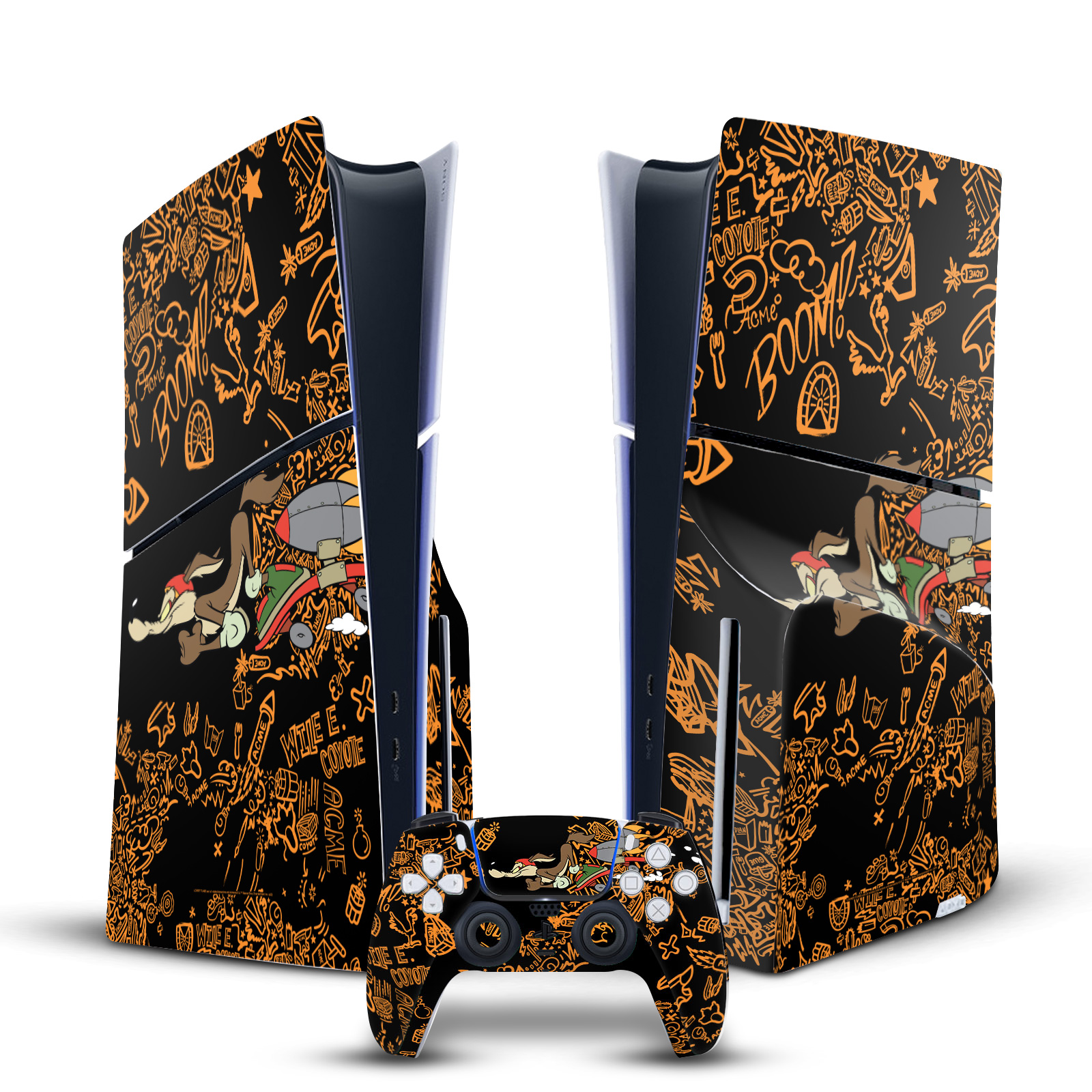 LOONEY TUNES GRAPHICS AND CHARACTERS VINYL SKIN FOR SONY PS5 SLIM DISC BUNDLE