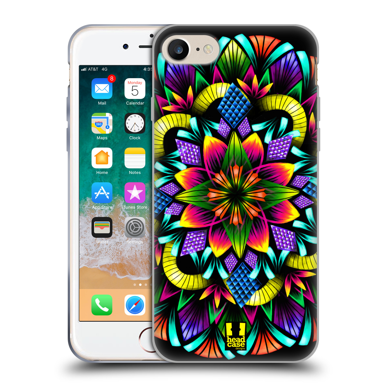 Silikonové pouzdro na mobil Apple iPhone 8 - Head Case - Květina mandala (Silikonový kryt či obal na mobilní telefon Apple iPhone 8 s motivem Květina mandala)