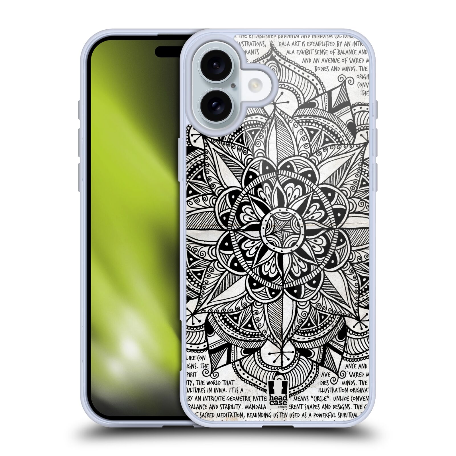 Silikonové lesklé pouzdro Apple iPhone 16 Plus - Head Case - Mandala Doodle Paper (Lesklý silikonový kryt, obal, pouzdro na mobilní telefon Apple iPhone 16 Plus s motivem Mandala Doodle Paper)