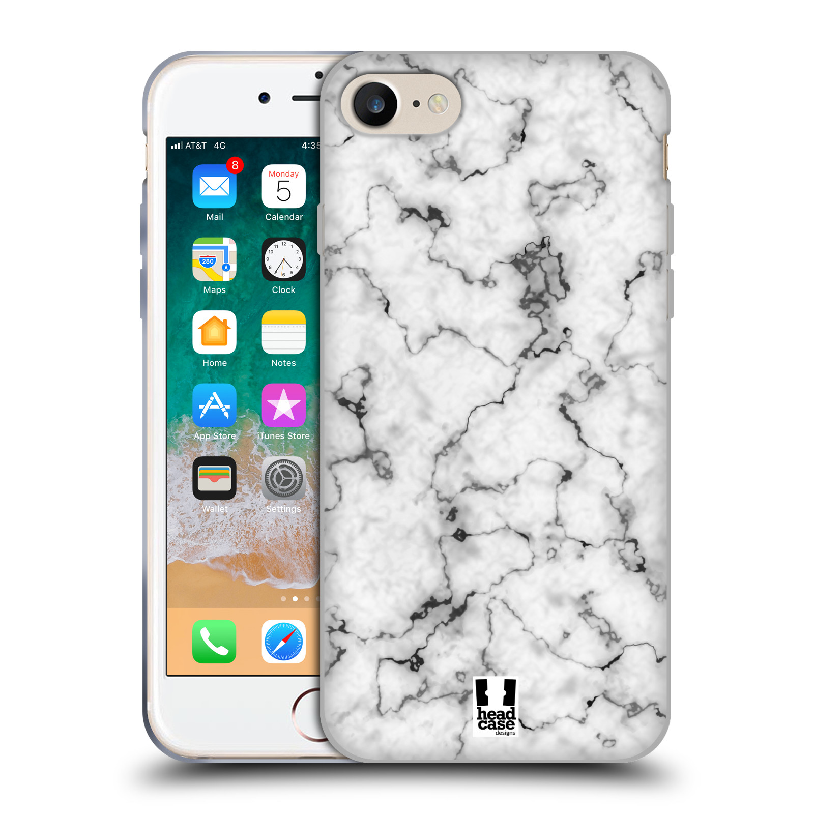 Silikonové pouzdro na mobil Apple iPhone 8 - Head Case - Bílý mramor (Silikonový kryt či obal na mobilní telefon Apple iPhone 8 s motivem Bílý mramor)