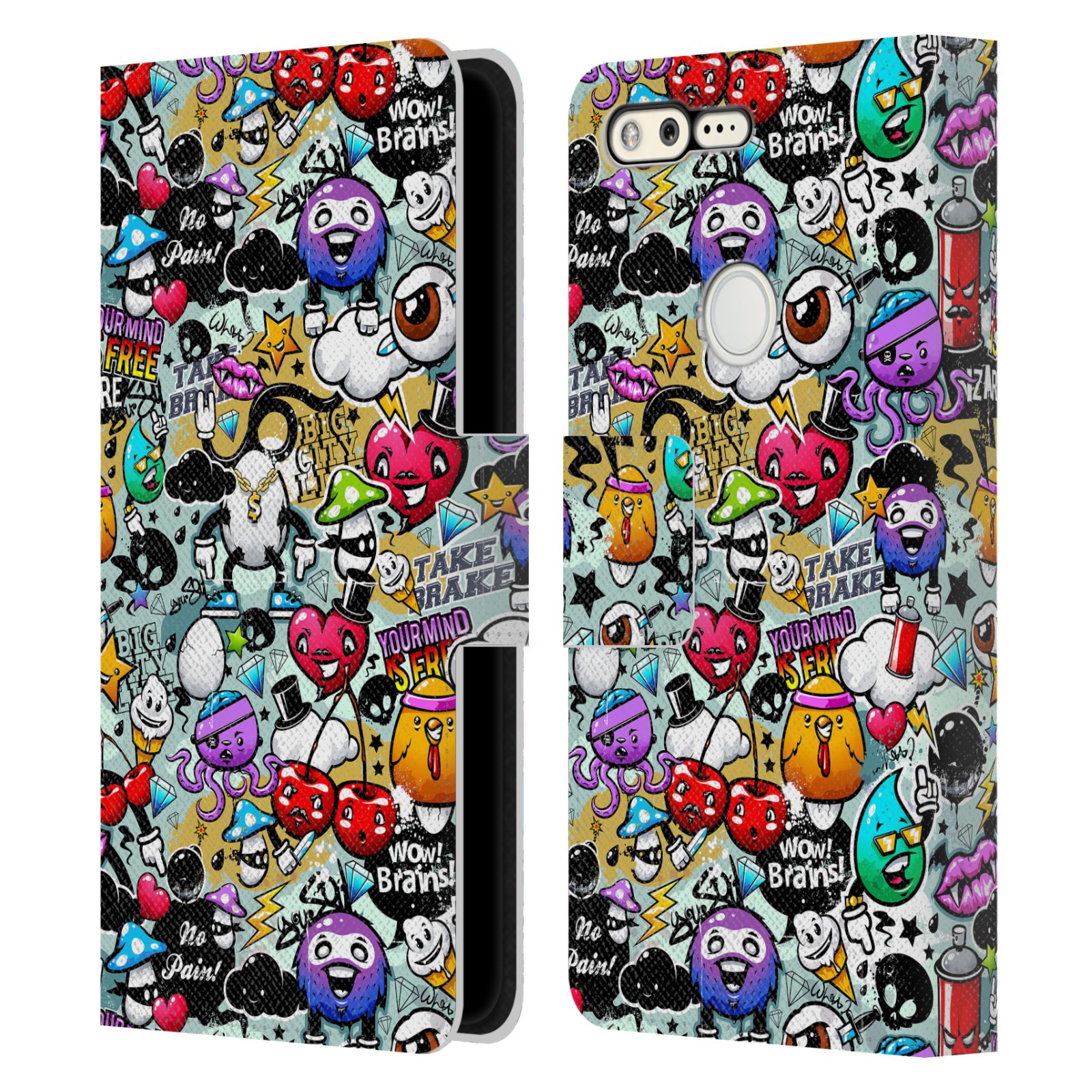 OFFICIAL MARK ASHKENAZI GRAFFITI LEATHER BOOK WALLET CASE FOR GOOGLE PHONES