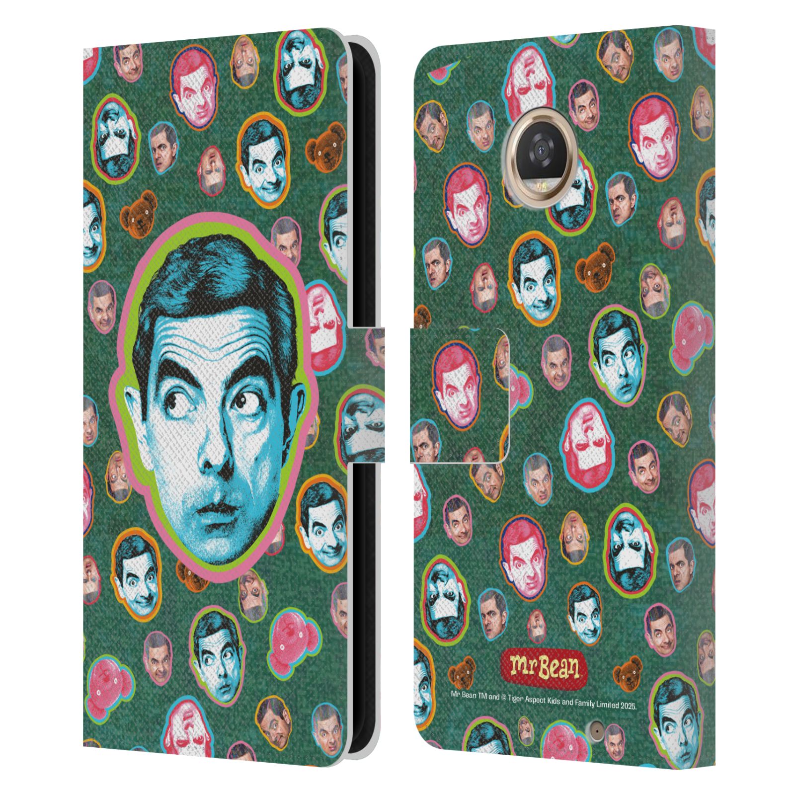 OFFICIAL MR. BEAN KEY ART LEATHER BOOK WALLET CASE COVER FOR MOTOROLA PHONES