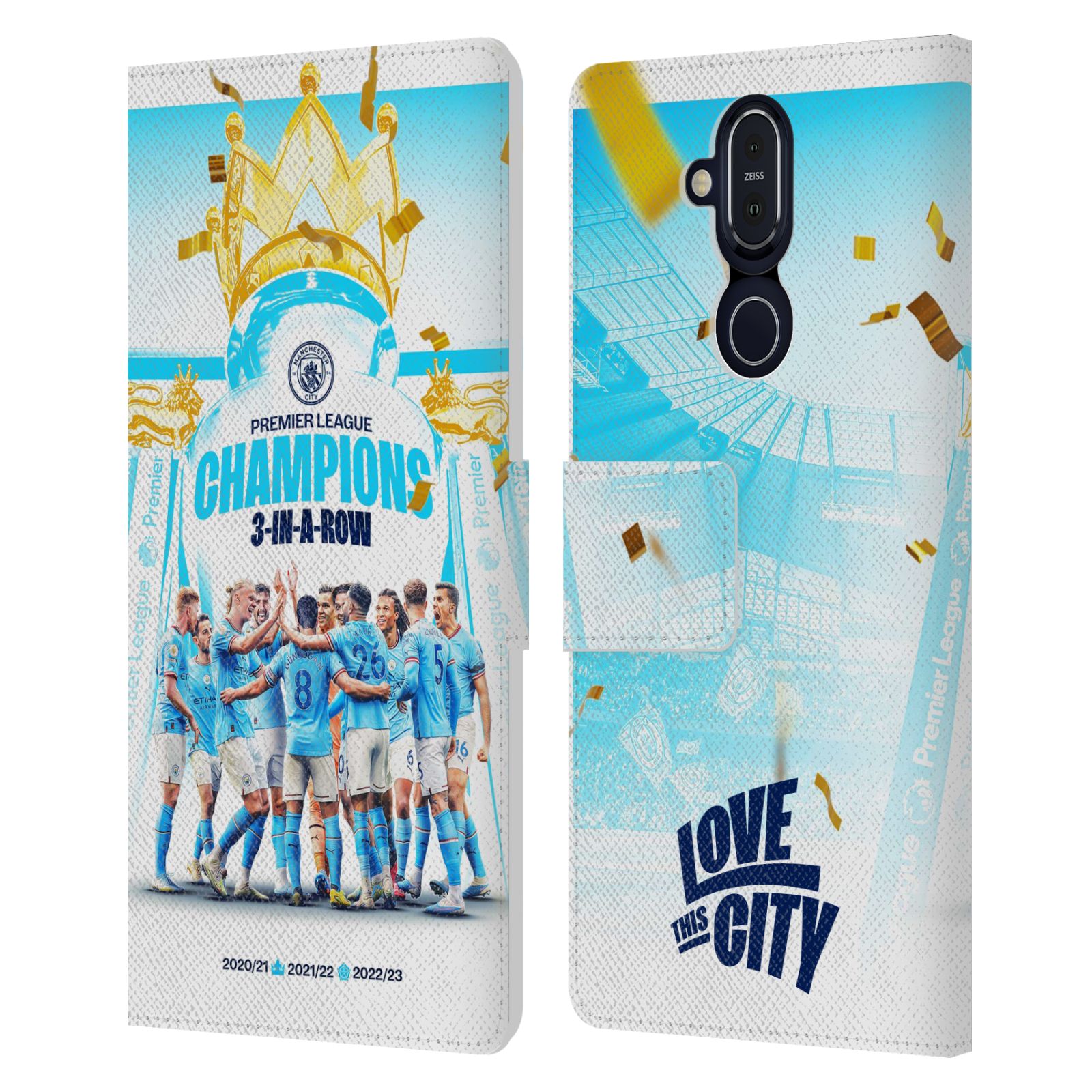 MANCHESTER CITY MAN CITY FC 2023 CHAMPIONS LEATHER BOOK CASE FOR NOKIA PHONES - Picture 9 of 9