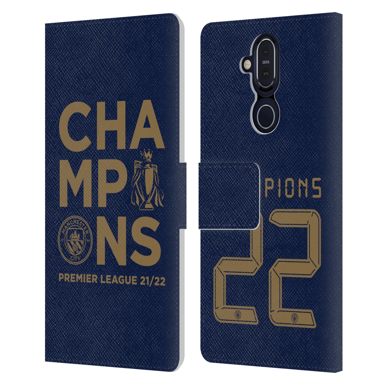 MAN CITY FC 2021/22 PREMIER LEAGUE CHAMPIONS LEATHER BOOK CASE FOR NOKIA PHONES - Picture 10 of 10