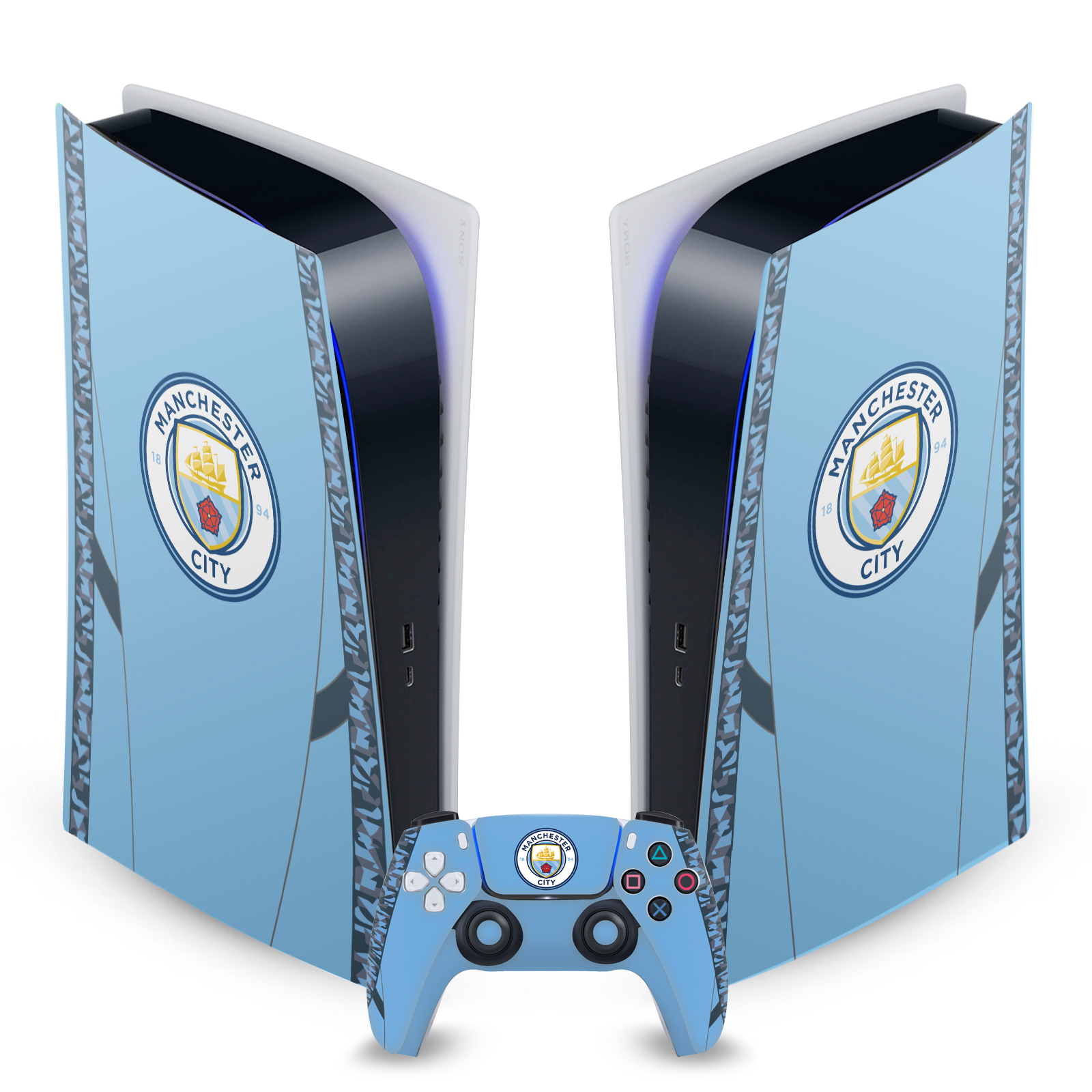 MAN CITY FC 2024 CHAMPIONS VINYL SKIN DECAL FOR SONY PS5 DIGITAL EDITION BUNDLE