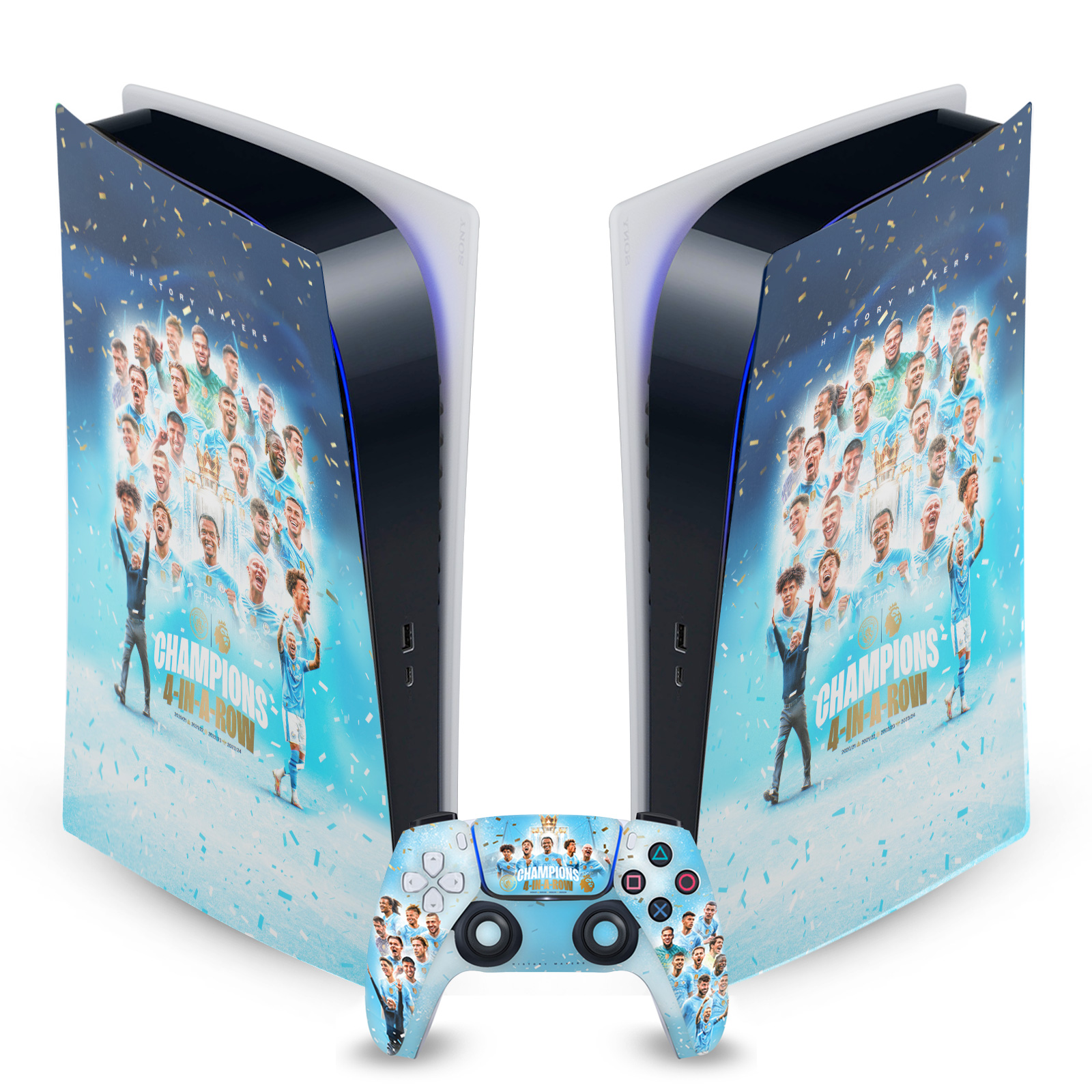 MAN CITY FC 2024 CHAMPIONS VINYL SKIN DECAL FOR SONY PS5 DIGITAL EDITION BUNDLE