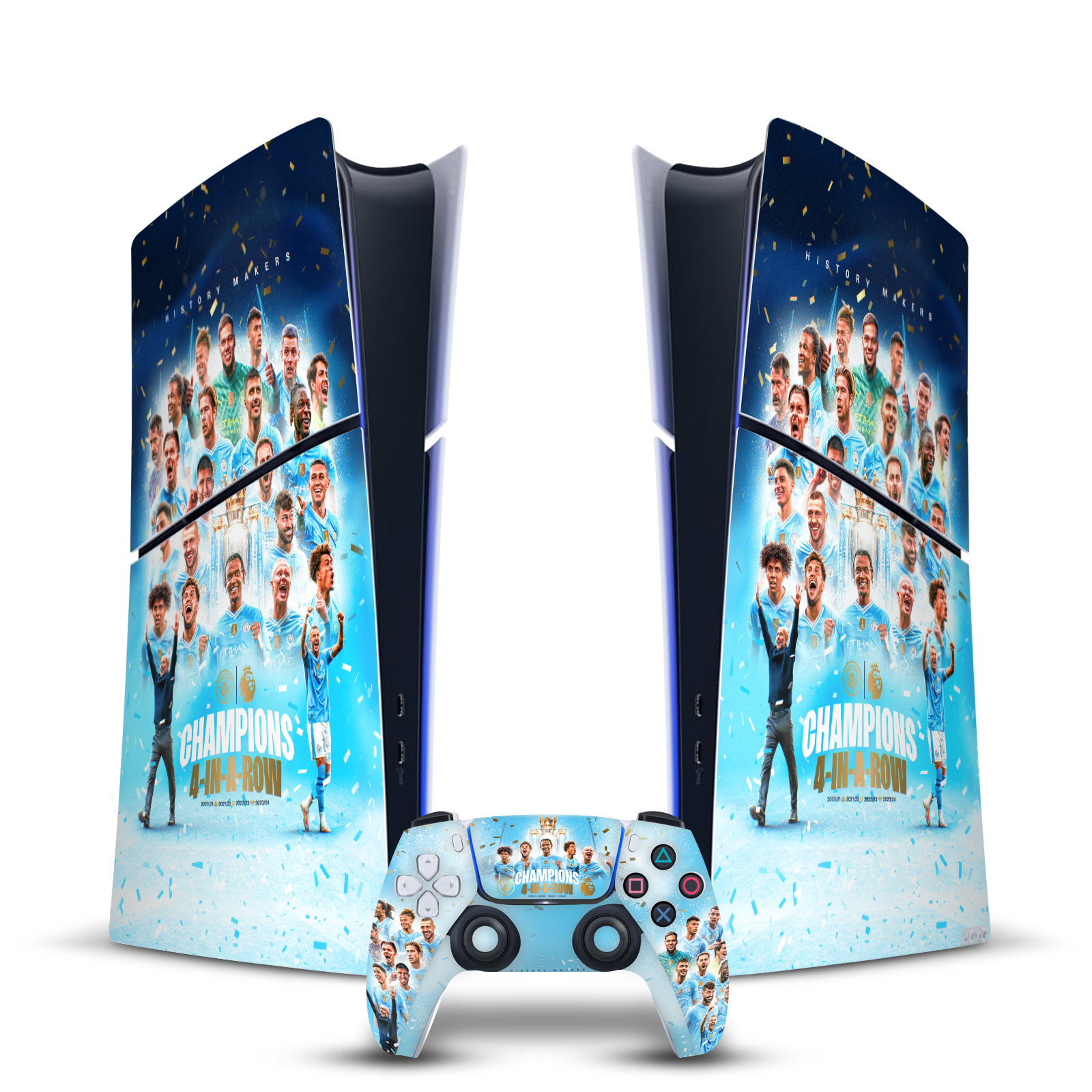 MAN CITY FC 2024 CHAMPIONS VINYL SKIN FOR PS5 SLIM DIGITAL CONSOLE & CONTROLLER