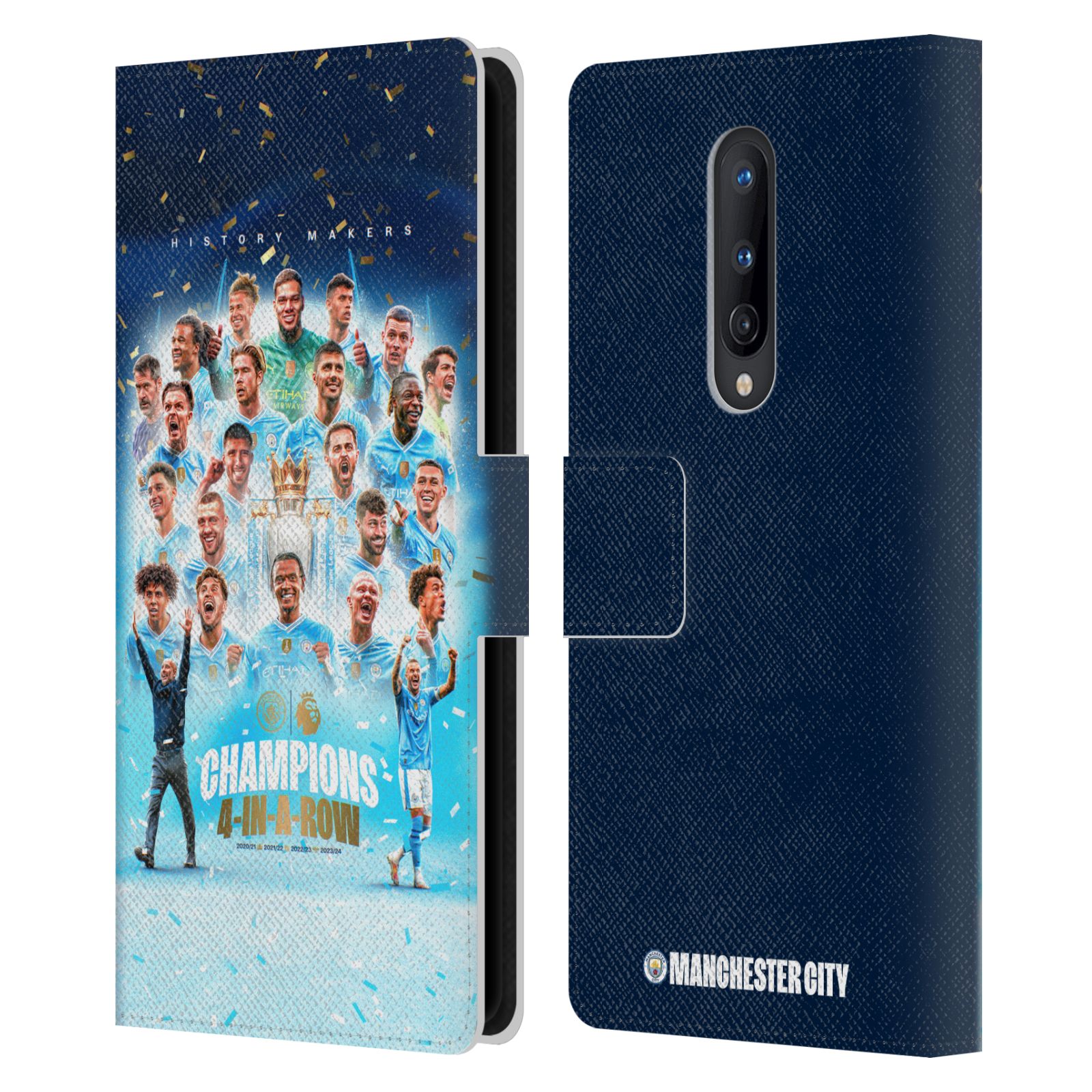 MAN CITY FC 2024 PREMIER LEAGUE CHAMPIONS LEATHER BOOK CASE FOR ONEPLUS PHONES - Picture 9 of 9