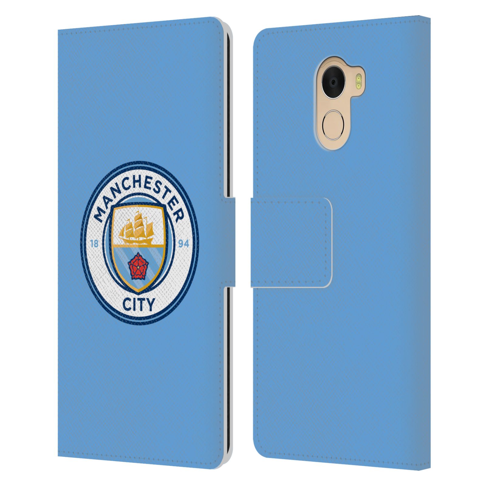 MANCHESTER CITY MAN CITY FC BADGE LEATHER BOOK CASE FOR WILEYFOX & ESSENTIAL - Picture 10 of 16