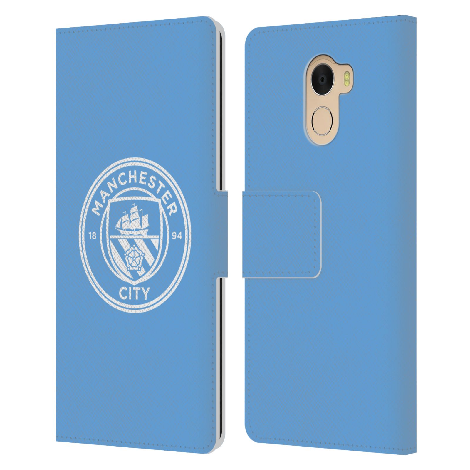MANCHESTER CITY MAN CITY FC BADGE LEATHER BOOK CASE FOR WILEYFOX & ESSENTIAL - Picture 12 of 16