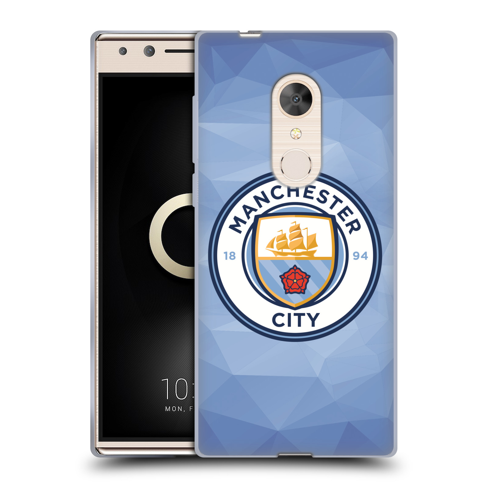 MANCHESTER CITY MAN CITY FC BADGE GEOMETRIC GEL CASE FOR ALCATEL PHONES - Picture 10 of 13