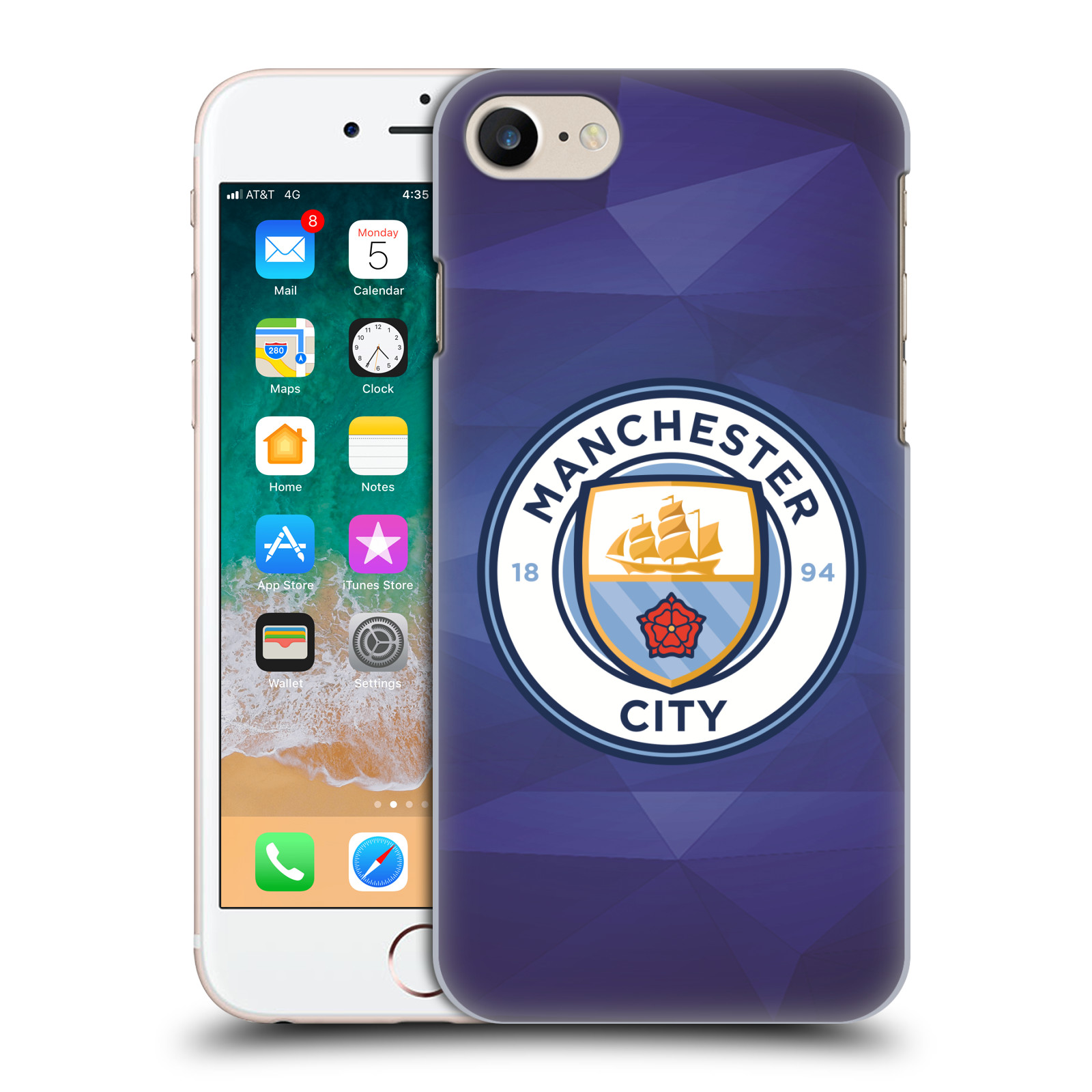 Plastové pouzdro na mobil Apple iPhone 7 HEAD CASE Manchester City FC - Modré nové logo (Plastový kryt či obal na mobilní telefon licencovaným motivem Manchester City FC pro Apple iPhone 7)