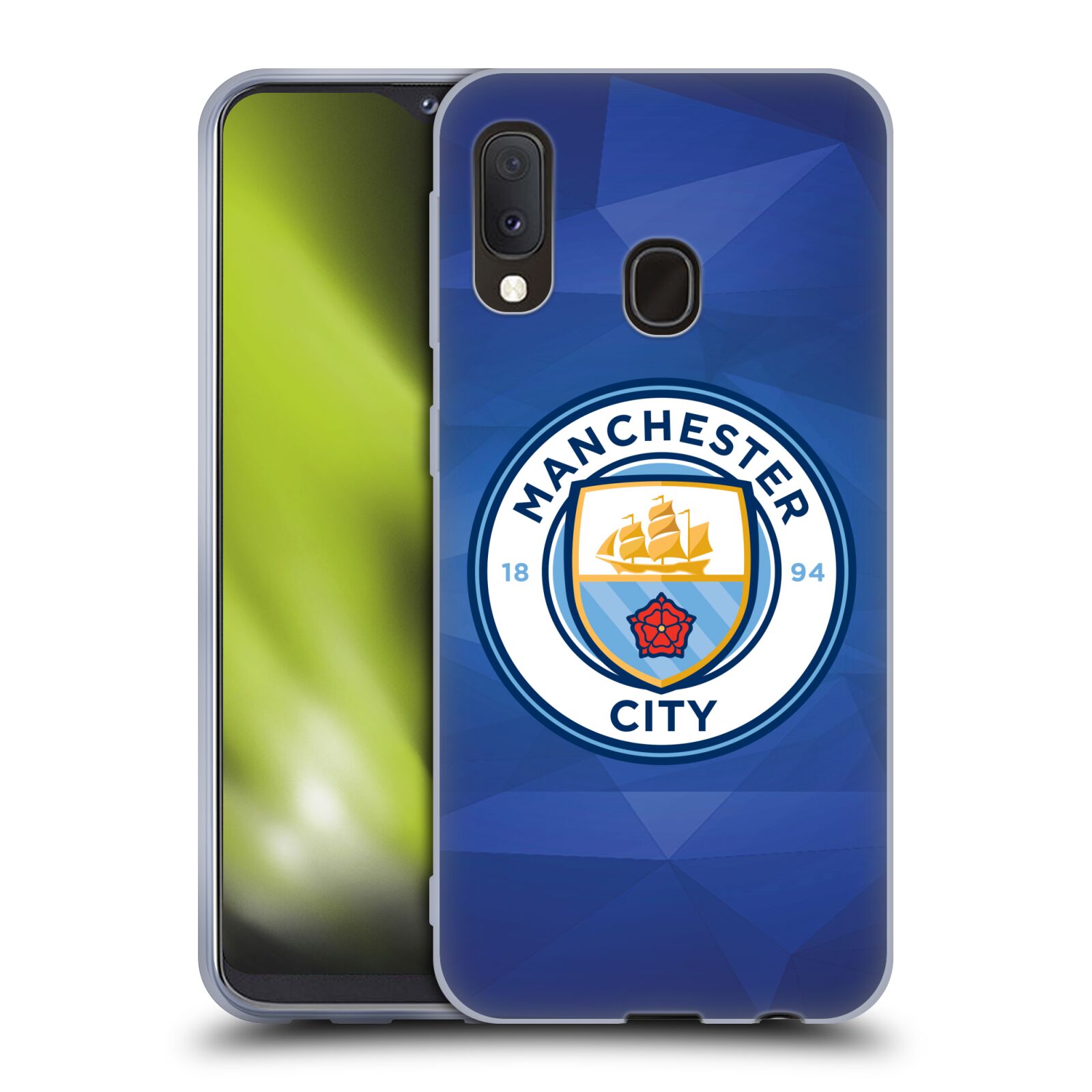 Silikonové pouzdro na mobil Samsung Galaxy A20e - Head Case - Manchester City FC - Modré nové logo (Silikonový kryt, obal, pouzdro na mobilní telefon Samsung Galaxy A20e A202F Dual SIM s motivem Manchester City FC - Modré nové logo)