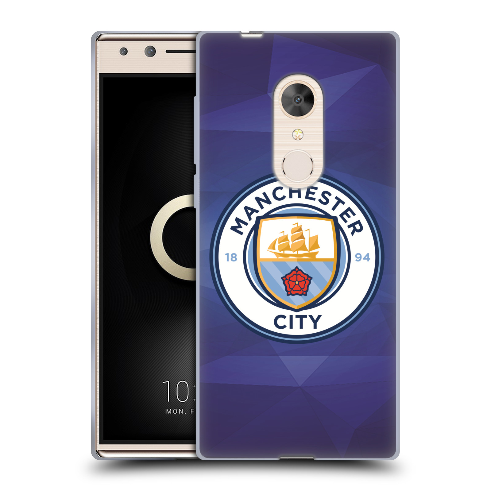 MANCHESTER CITY MAN CITY FC BADGE GEOMETRIC GEL CASE FOR ALCATEL PHONES - Picture 12 of 13