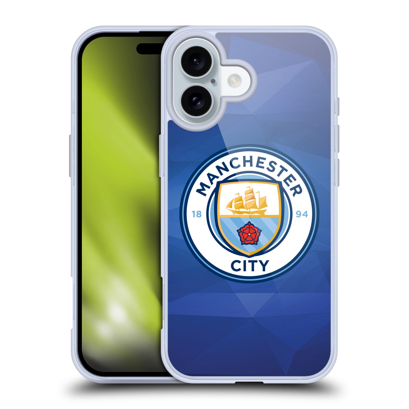 Silikonové lesklé pouzdro Apple iPhone 16 - Head Case - Manchester City FC - Modré nové logo (Lesklý silikonový kryt, obal, pouzdro na mobilní telefon Apple iPhone 16 s motivem Manchester City FC - Modré nové logo)