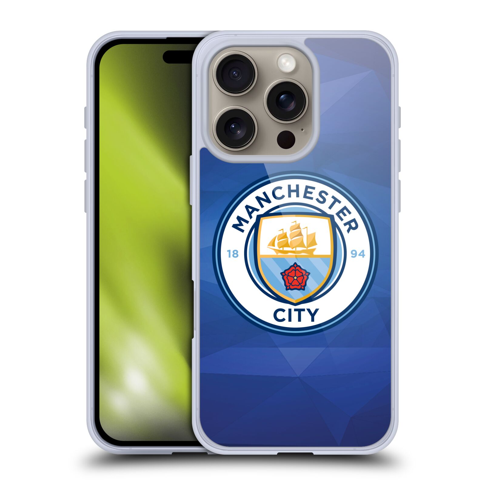 Silikonové lesklé pouzdro Apple iPhone 16 Pro - Head Case - Manchester City FC - Modré nové logo (Lesklý silikonový kryt, obal, pouzdro na mobilní telefon Apple iPhone 16 Pro s motivem Manchester City FC - Modré nové logo)