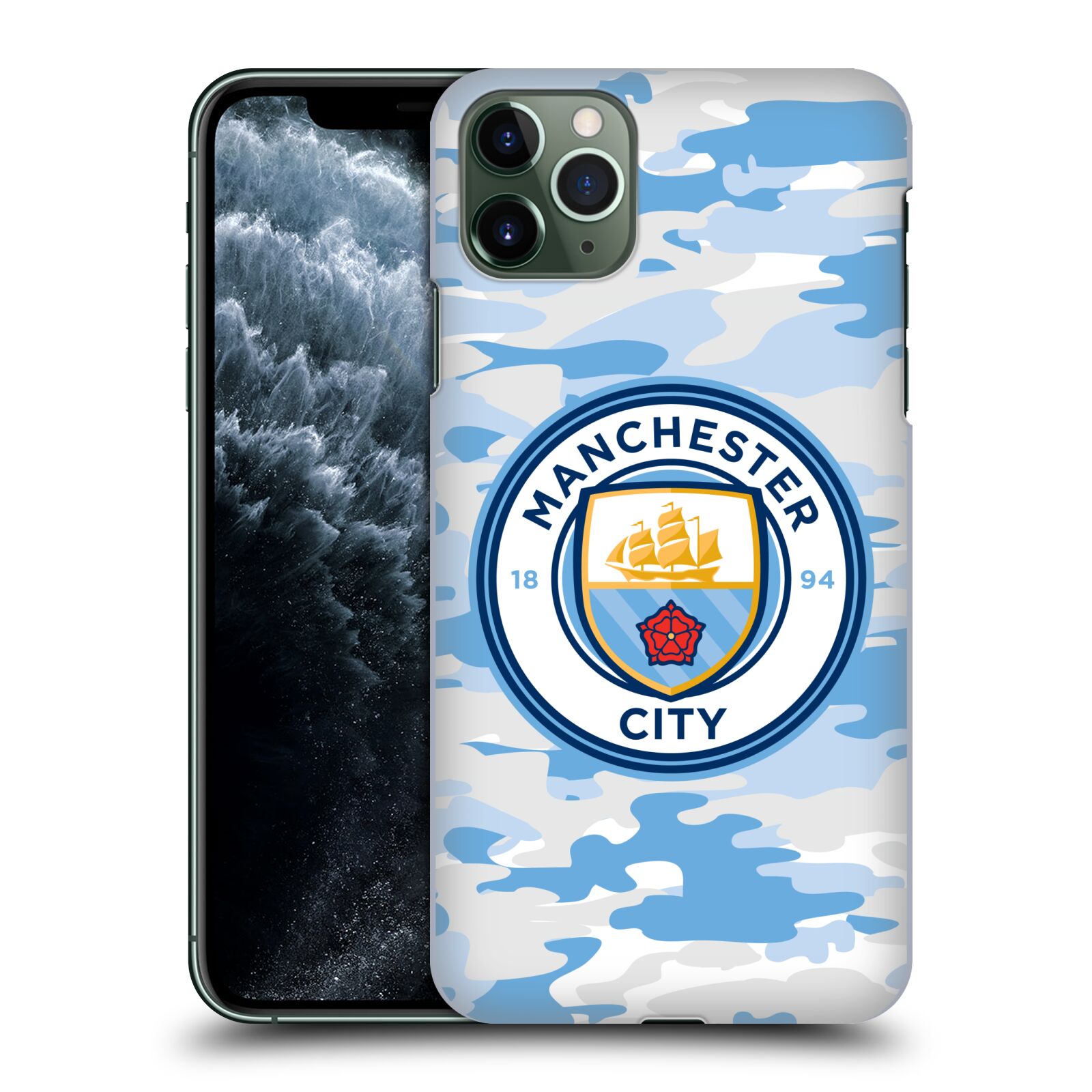 Head Case Designs sous Licence Officielle Manchester City Man City FC Bleu Blanc Mono Insigne de Marbre Coque Dure pour l'arrière Compatible avec Apple iPod Touch 5G 5th Gen 