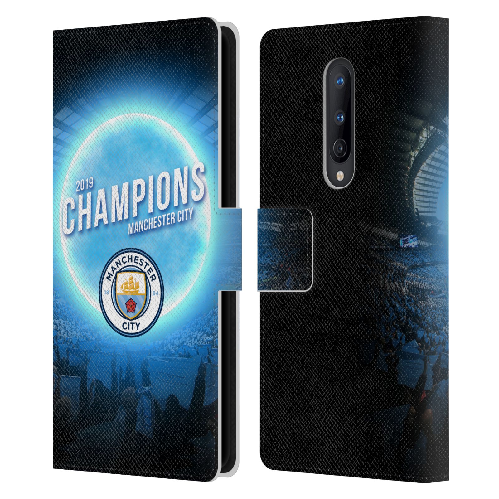 MANCHESTER CITY MAN CITY FC 2019 CHAMPIONS LEATHER BOOK CASE FOR ONEPLUS PHONES - Picture 8 of 10