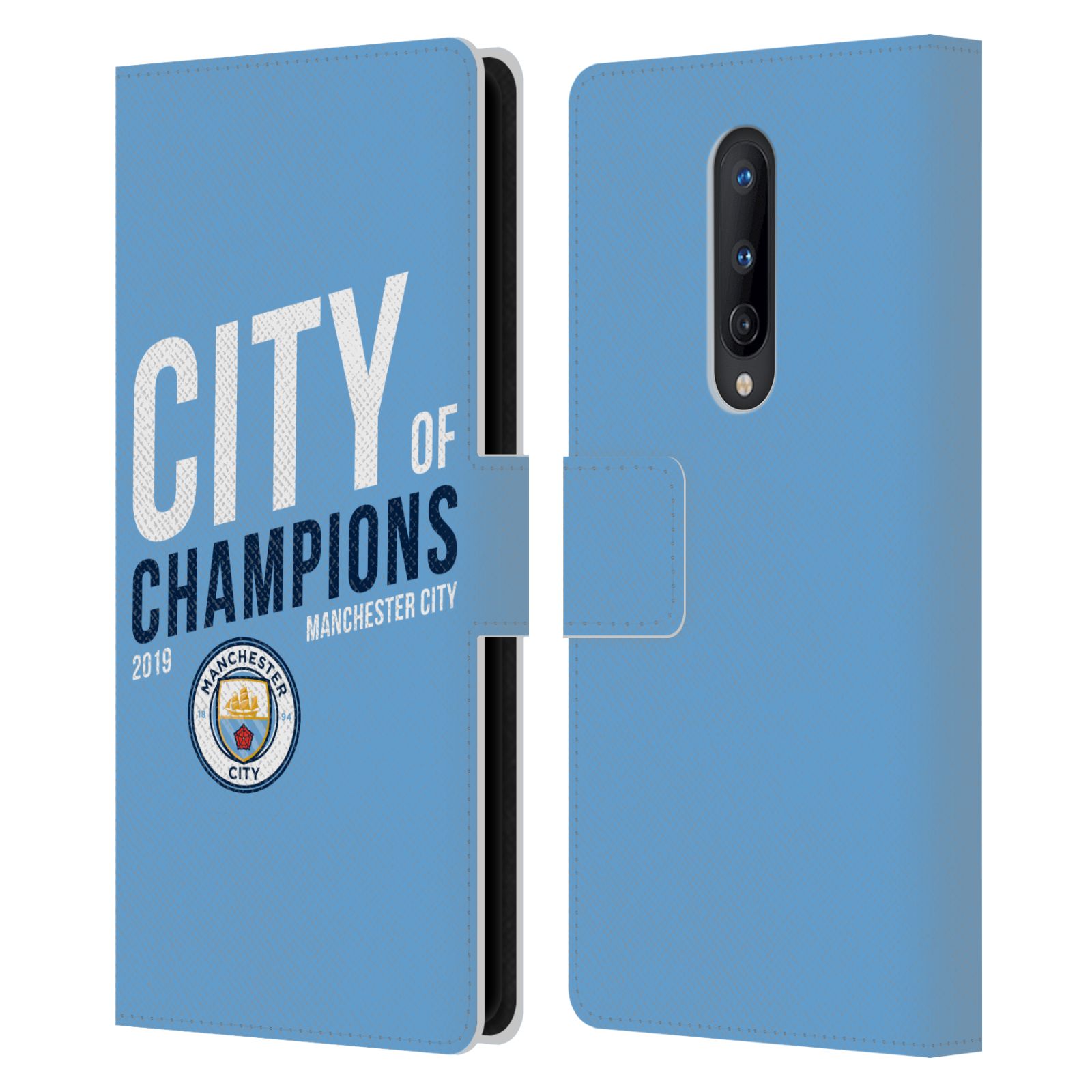 MANCHESTER CITY MAN CITY FC 2019 CHAMPIONS LEATHER BOOK CASE FOR ONEPLUS PHONES - Picture 9 of 10