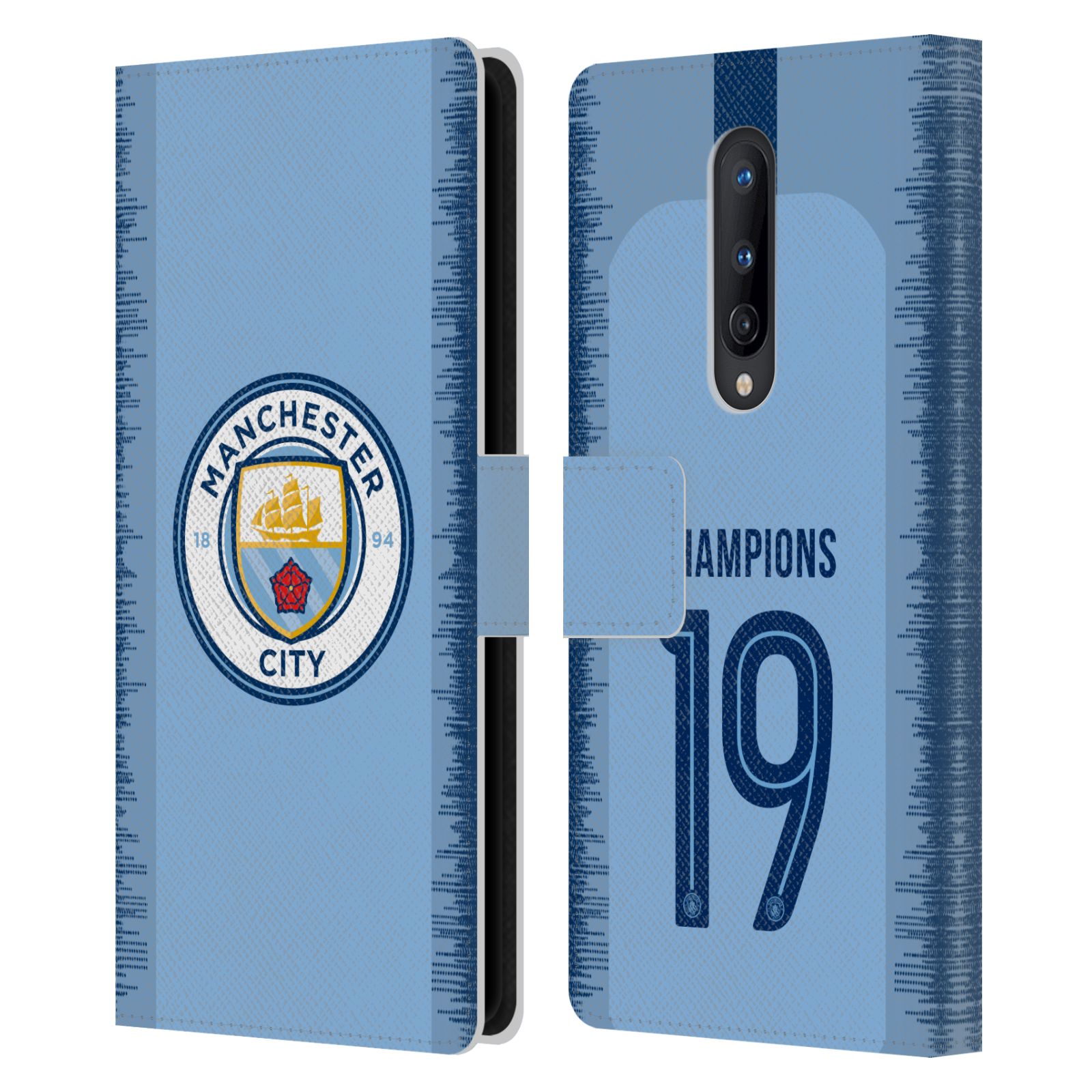 MANCHESTER CITY MAN CITY FC 2019 CHAMPIONS LEATHER BOOK CASE FOR ONEPLUS PHONES - Picture 10 of 10